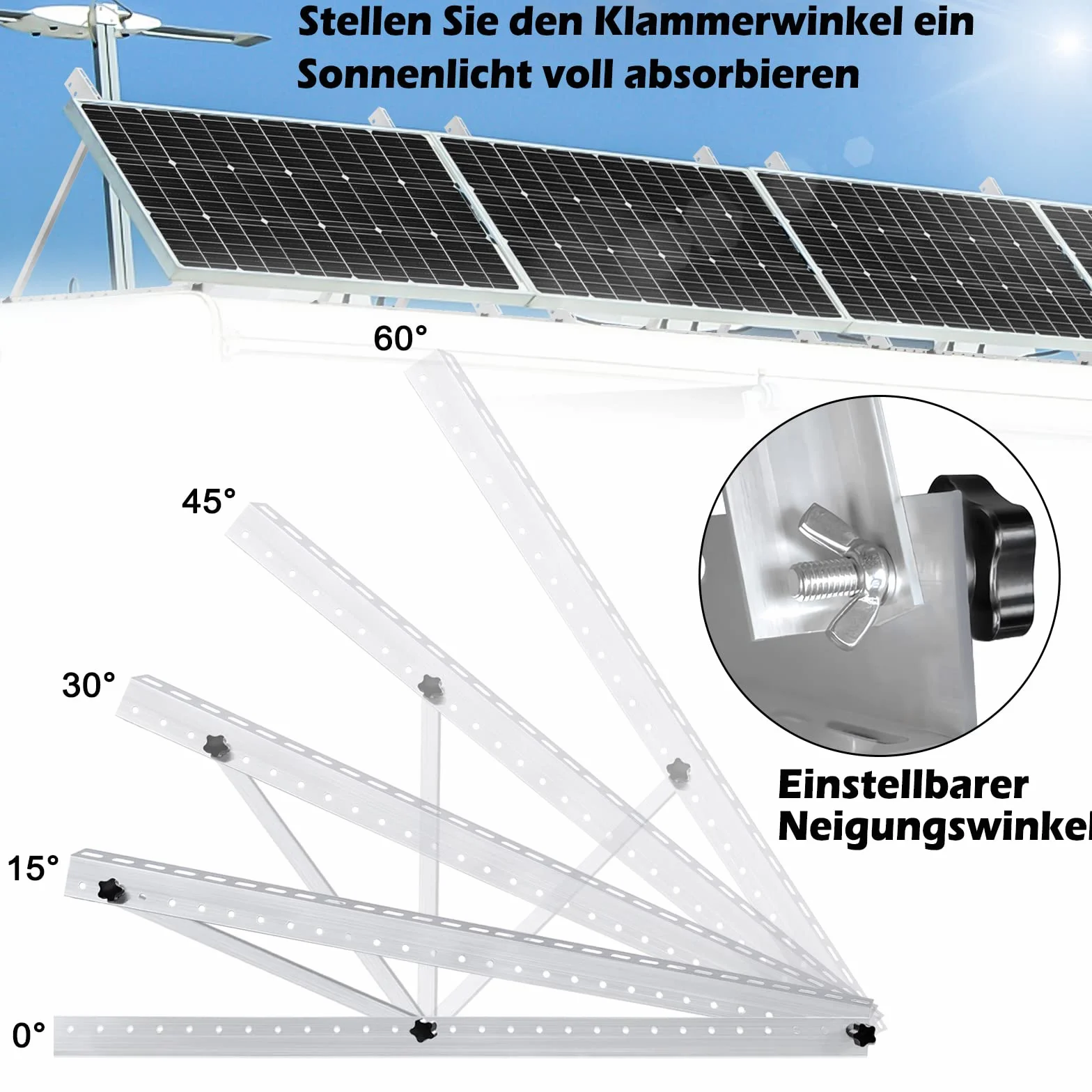 UISEBRT 2 uchwyty na panele słoneczne 104 cm - składany wspornik nachylenia - uchwyt na dach łodzi, samochód kempingowy