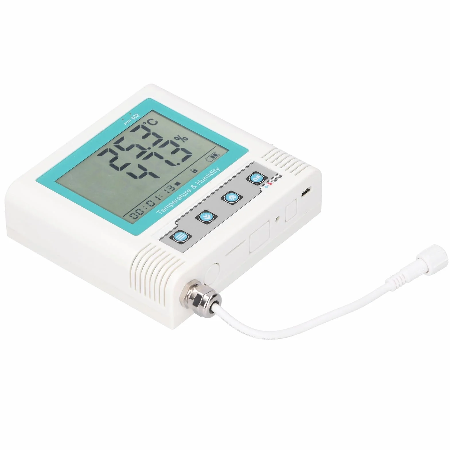 Rejestrator Danych Temperatury i Wilgotności Wyświetlacz LCD Rejestrator USB Czujnik DC 5 V o Wysokiej Dokładności Alarm Dźwiękowy do Monitorowania Temperatury i Wilgotności