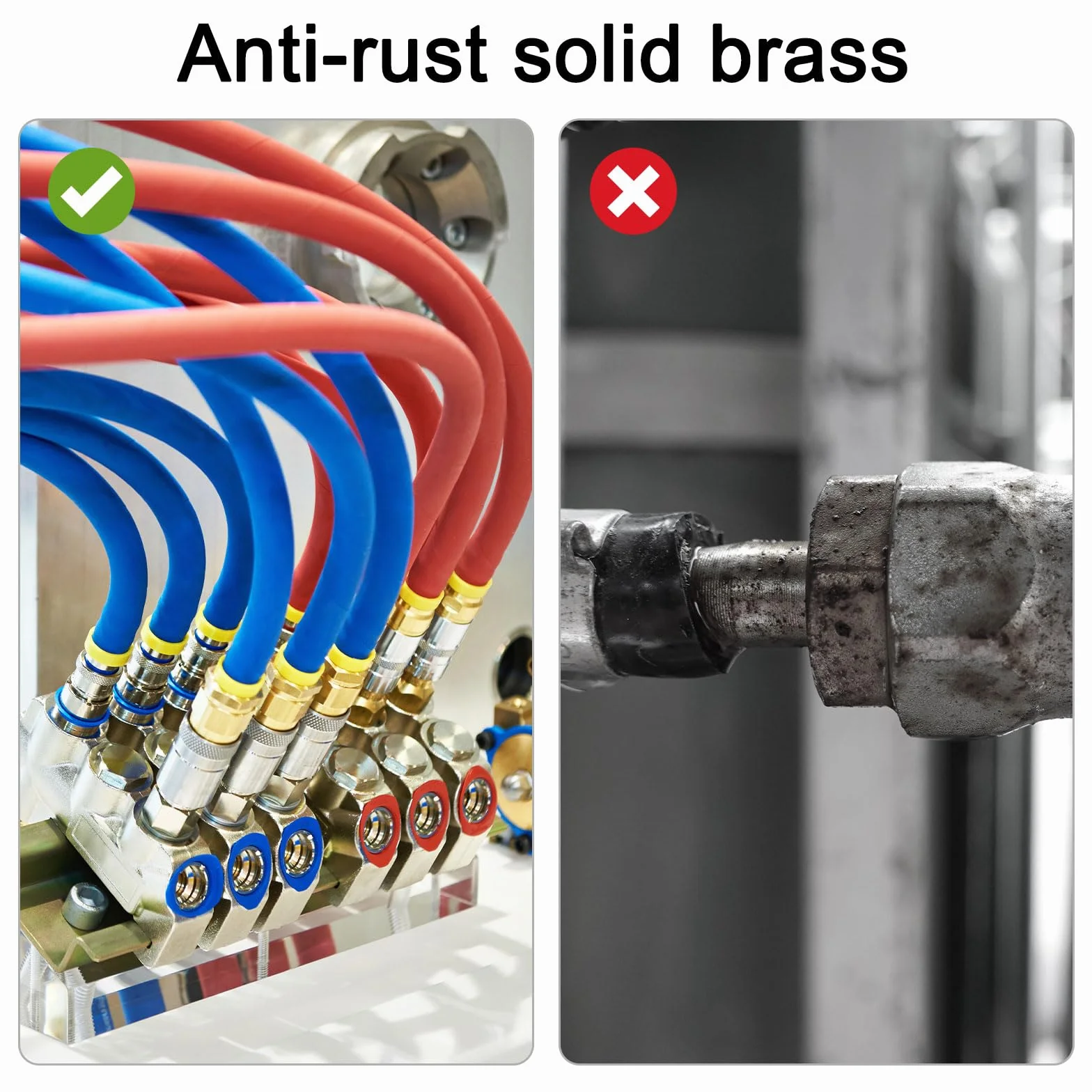 QUARKZMAN 2 sztuki mosiężnych króćców do węża, 3/8" x G 3/8 żeńskie mosiężne króćce do węża, adapter z taśmą do łączenia rur, urządzeń mechanicznych, urządzeń sanitarnych