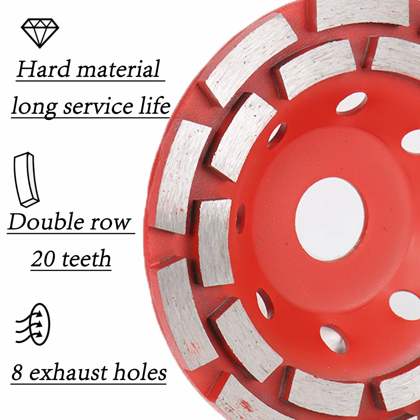 Tarcza diamentowa, diamentowa tarcza szlifierska, wklęsła tarcza diamentowa, tarcza diamentowa 125 mm x 22,23 mm, pasuje do wszystkich popularnych szlifierek kątowych i szlifierek do betonu