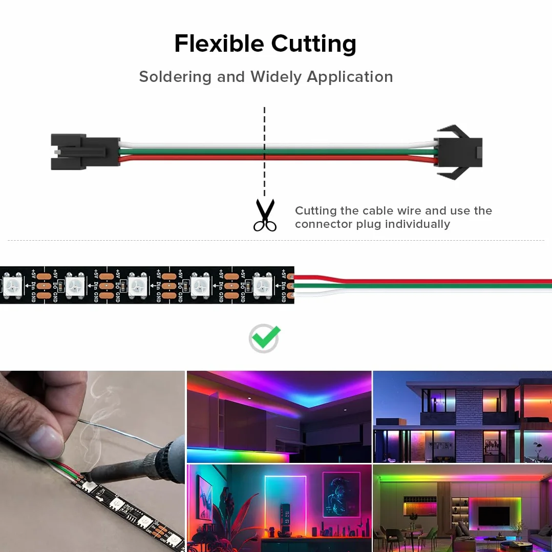 BTF-LIGHTING 3 piny 20AWG JST SM LED złącze 5 sztuk/opakowanie żeńskie złącze męskie z kablem 2 m do WS2812B WS2811 WS2811 WS2814 SK6812 FCOB WS2811 IC Bezszwowa taśma LED, kontroler drutu