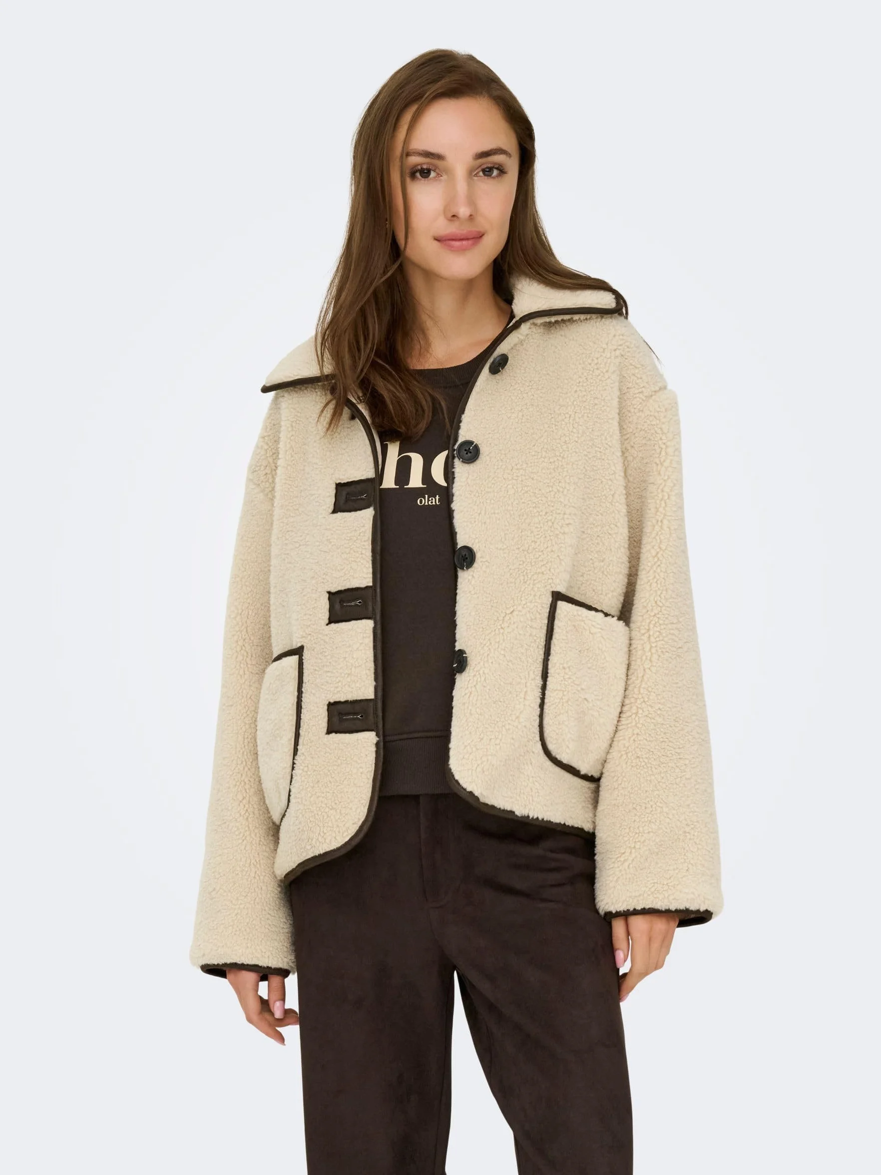 JdY Damska kurtka Jdynoella Life Teddy Jacket OTW Noos, Cement, x_s, Cement, S