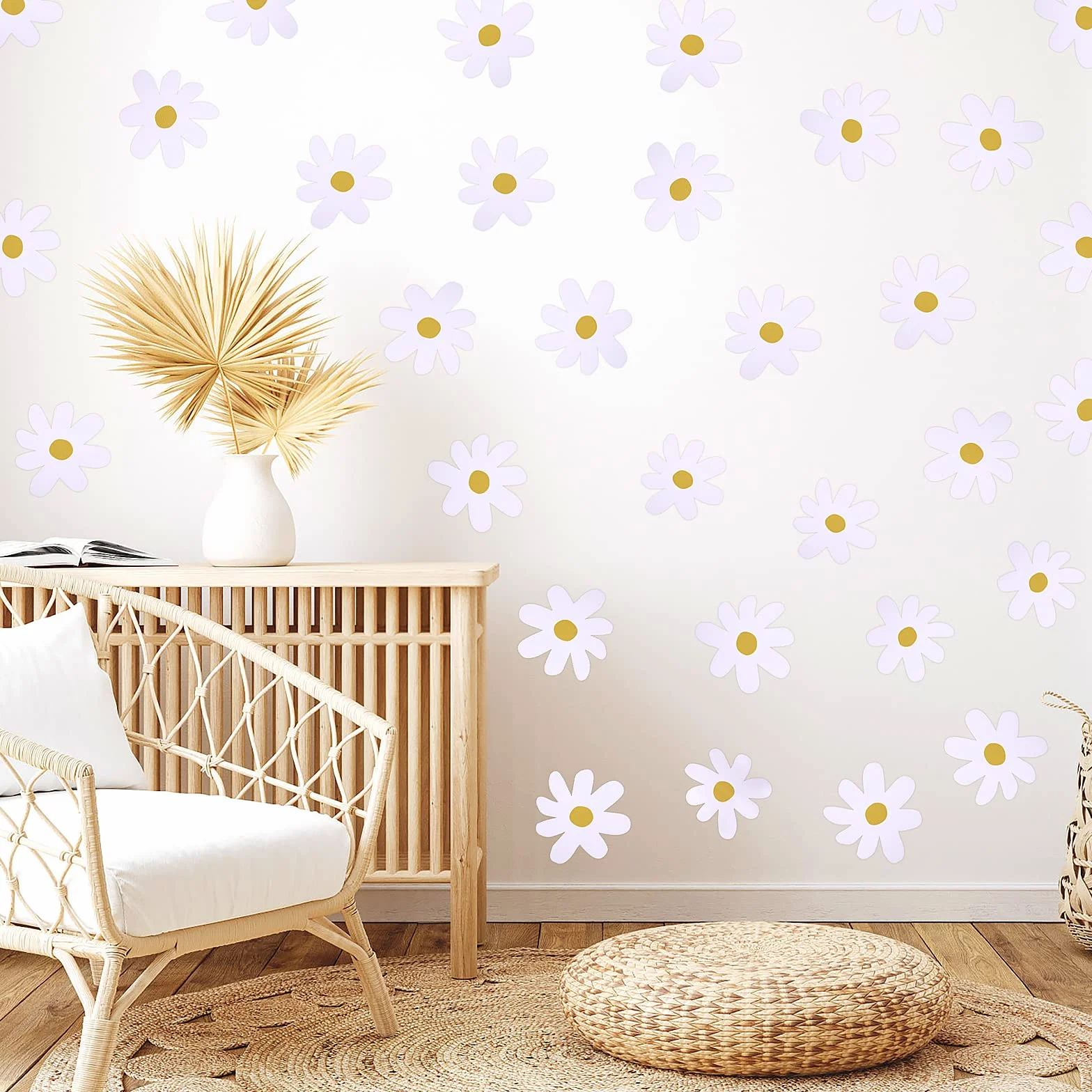 36 sztuk tatuaży ściennych do pokoju dziecięcego, białe, stokrotki, samoprzylepne, naklejki ścienne, dekoracja ścienna, dekoracja ścienna w stylu boho, dla dziewcząt i chłopców, do pokoju dziecięcego,
