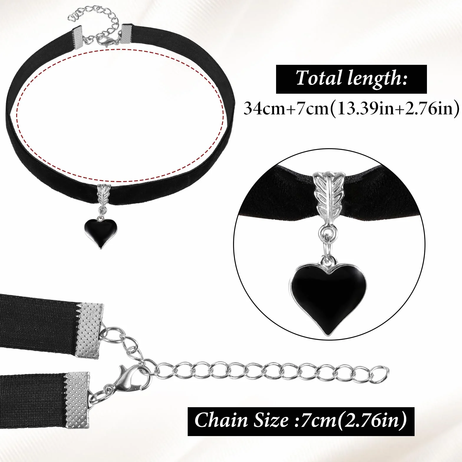 Czarny aksamitny choker, naszyjnik, regulowany, gotycki choker z wisiorkiem w kształcie serca, gruby, gotycki choker dla kobiet, dziewcząt, gotycka biżuteria, prezenty na Halloween, przyjęcie