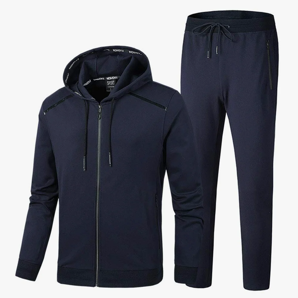 Męski zestaw dresów w rozmiarze plus casual strój do ćwiczeń strój do biegania odzież sportowa zapinana na zamek bluza z kapturem z kapturem i dół do joggingu strój na siłownię