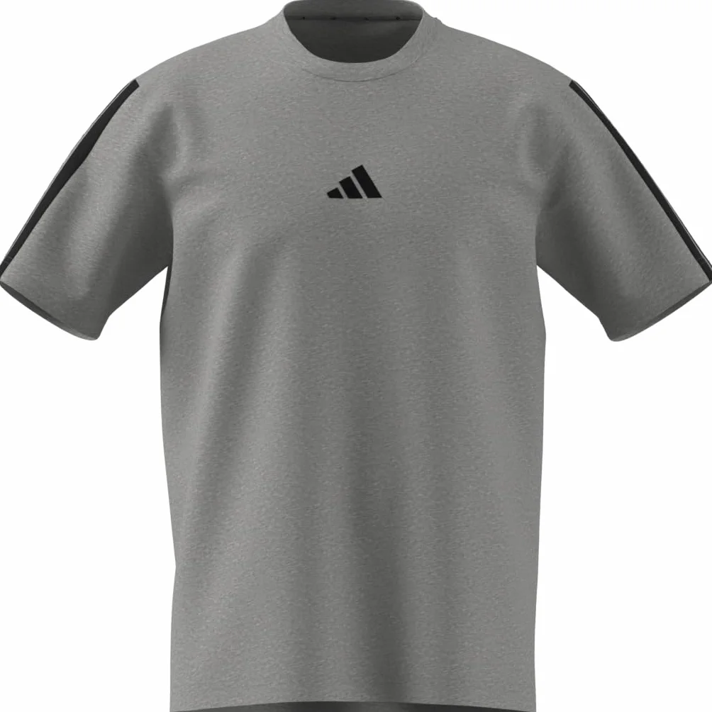 adidas Essentials Three Stripes Single Jersey Shirt L Medium Grey Heather Black