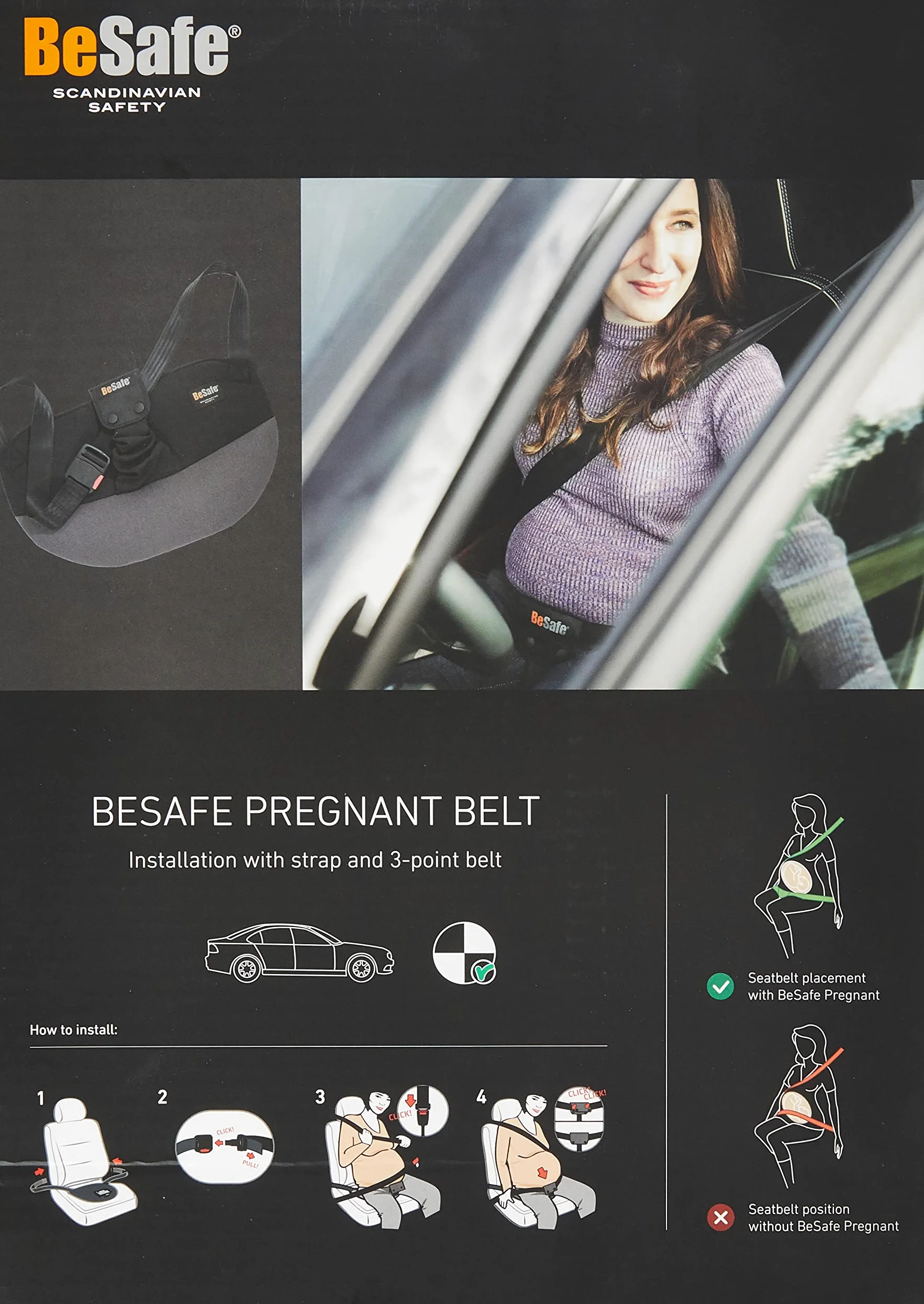 Besafe Kobiety Pregnant Pas Ciążowy, Czarny, Rozmiar uniwersalny