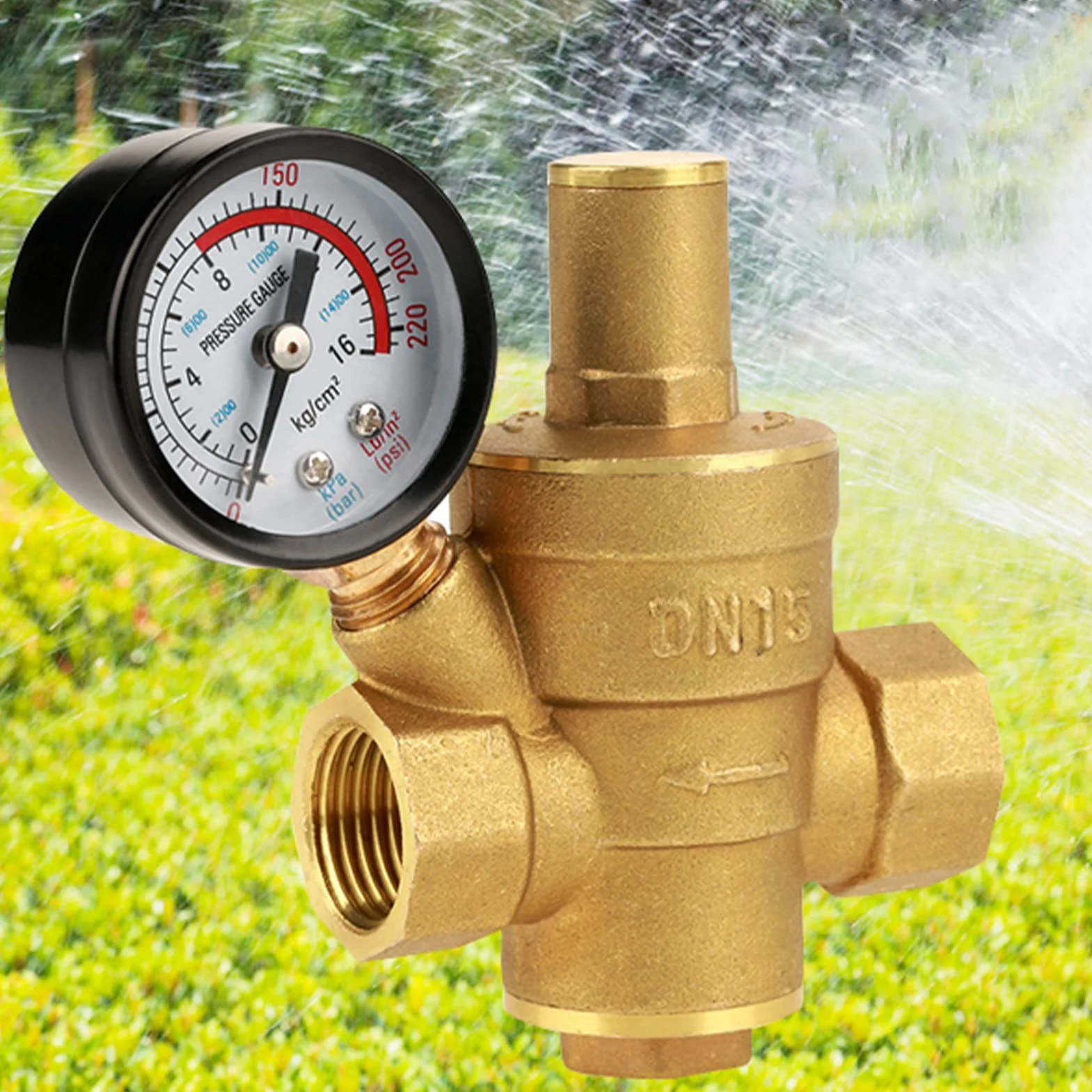 Zawór regulacji ciśnienia DN15 26 mm zawór redukcyjny ciśnienia, mosiądz, regulowany regulator ciśnienia wody z manometrem