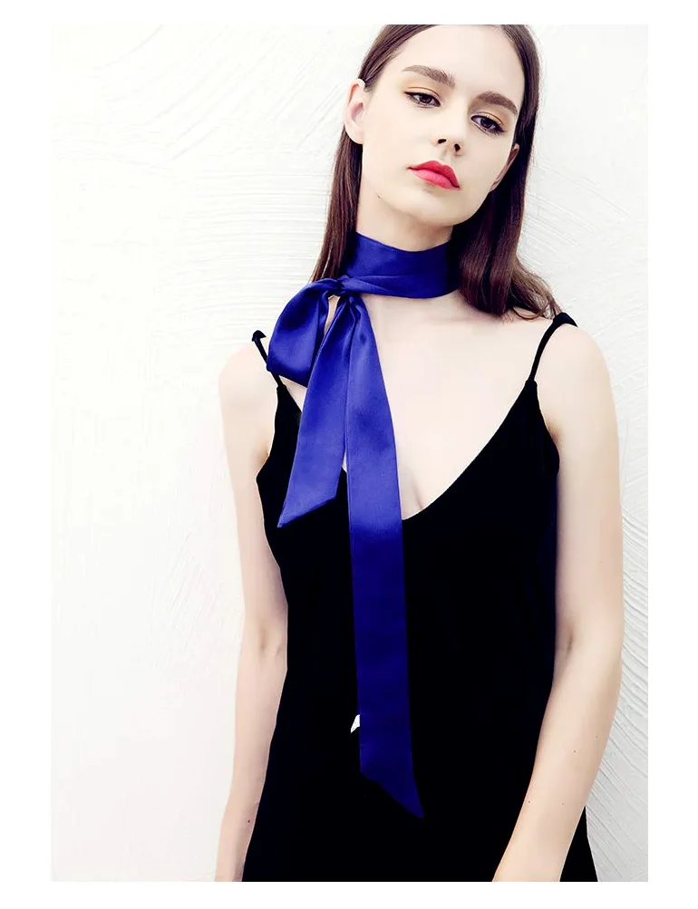 Women's 100% Silk Skinny Scarf, Necktie Choker, Sash Tie,Headdress, Fashion Accessories