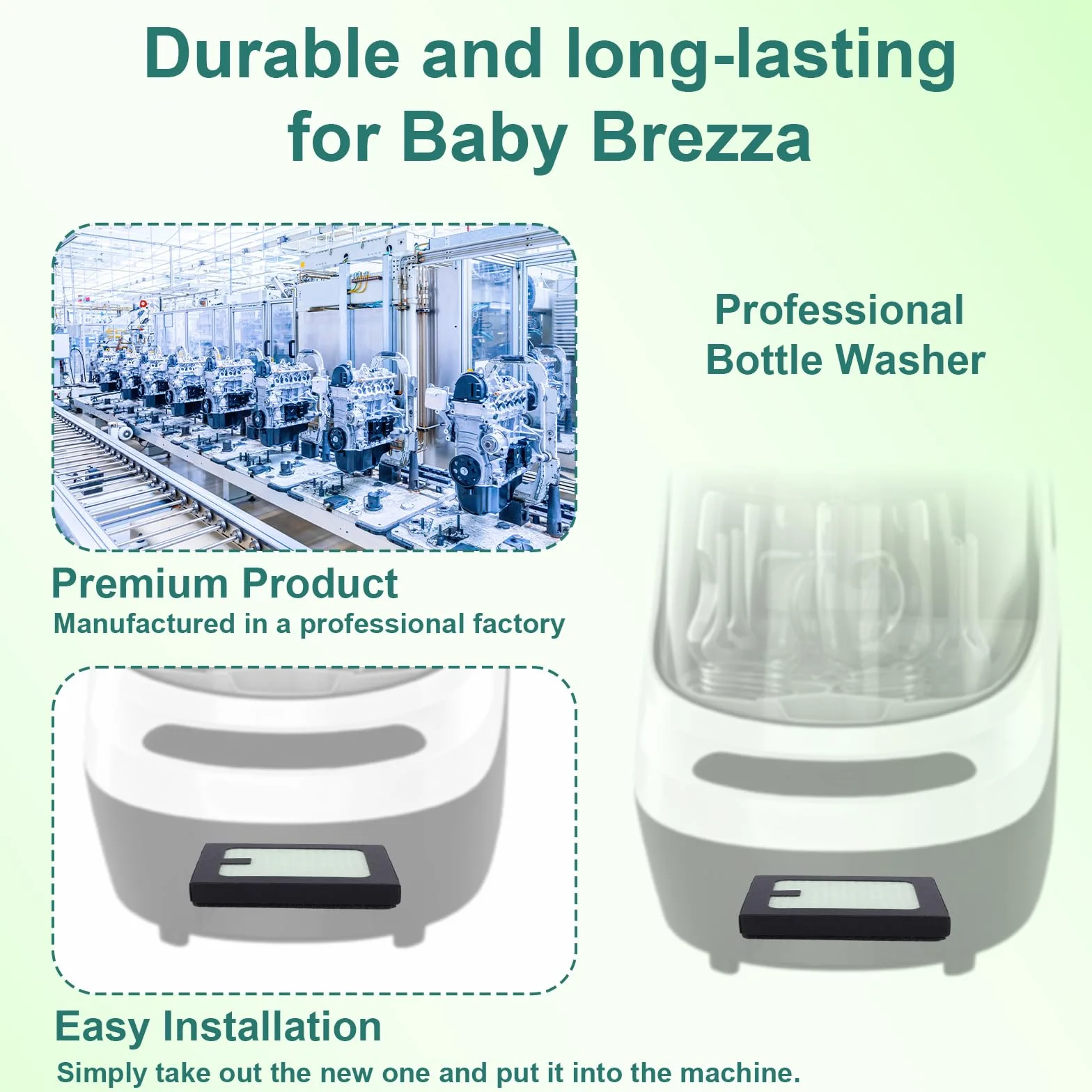 4 Sztuki Filtr Zastępczy Kompatybilny z Baby Brezza Baby Bottle Washer Pro, 6,7x5,8x1,3cm PP PET Butelka Środek Czystości Akcesoria Filtracyjne