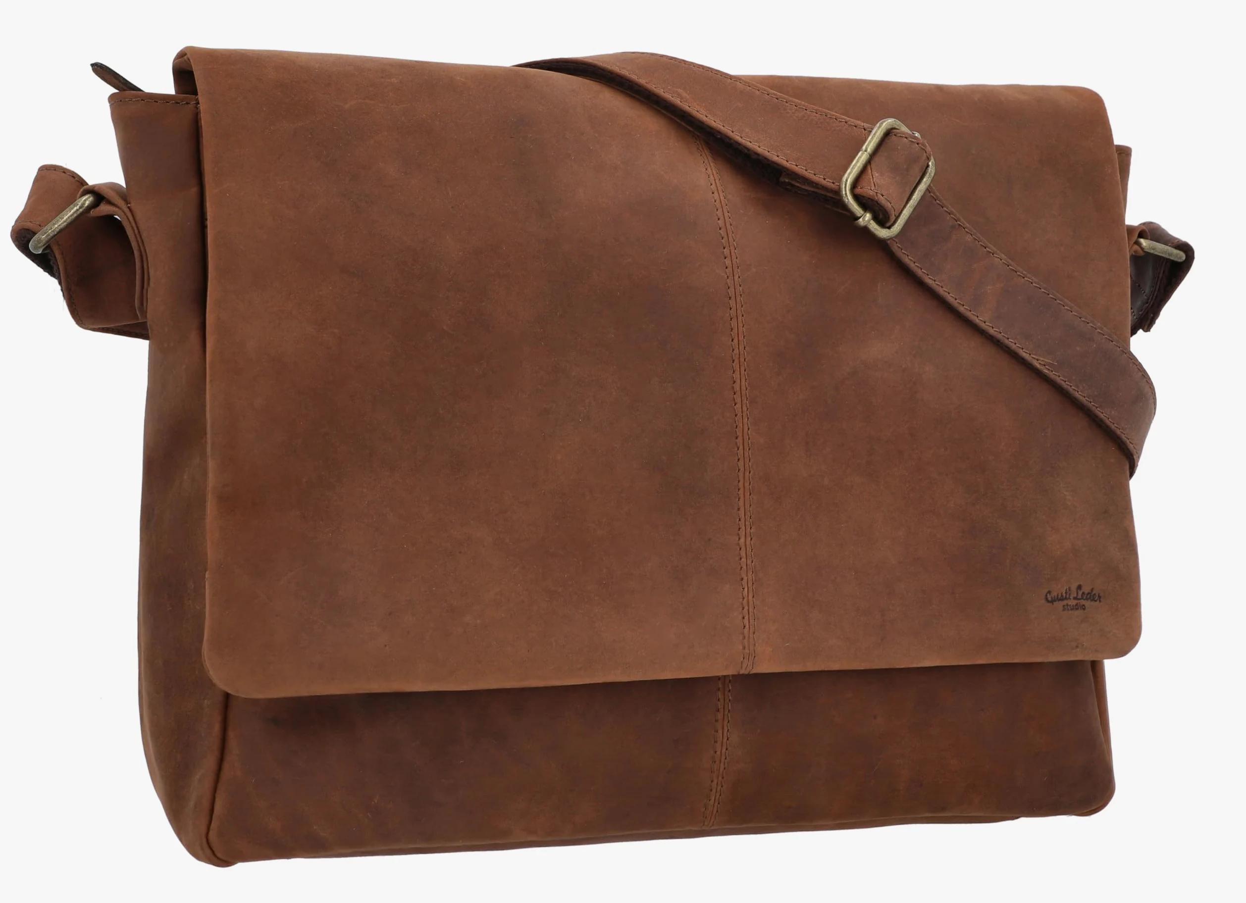 Gusti Skórzana torba męska na ramię z trwałej skóry bydlęcej | Elegancka torba na laptopa i dokumenty do pracy i na co dzień z dużą pojemnością