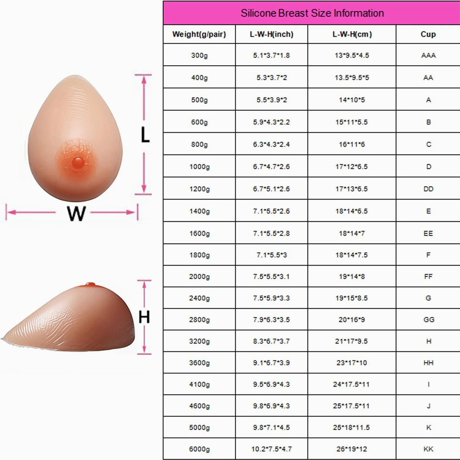 Jedna para silikonowych form piersi w kształcie łezki, samoprzylepne wkładki wzmacniające biustonosz dla transwestytów, wklęsłe wkładki do biustonosza,Nude,1400g/Pair(E Cup)