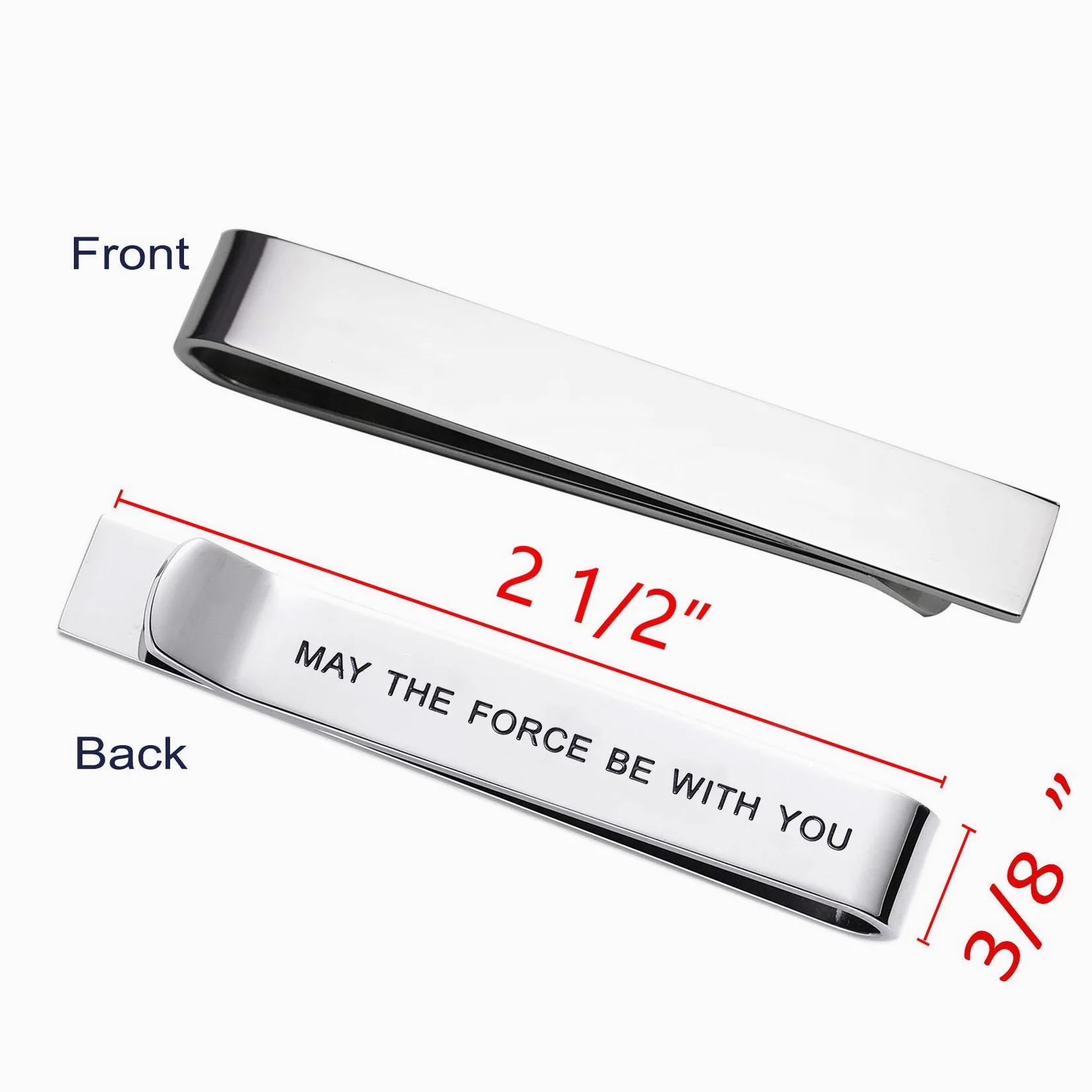 LParkin May The Force Be with You spinka do krawata Star Wars Fan prezent zabawny prezent stal nierdzewna polerowane wykończenie spinki do krawata mężczyźni kobiety