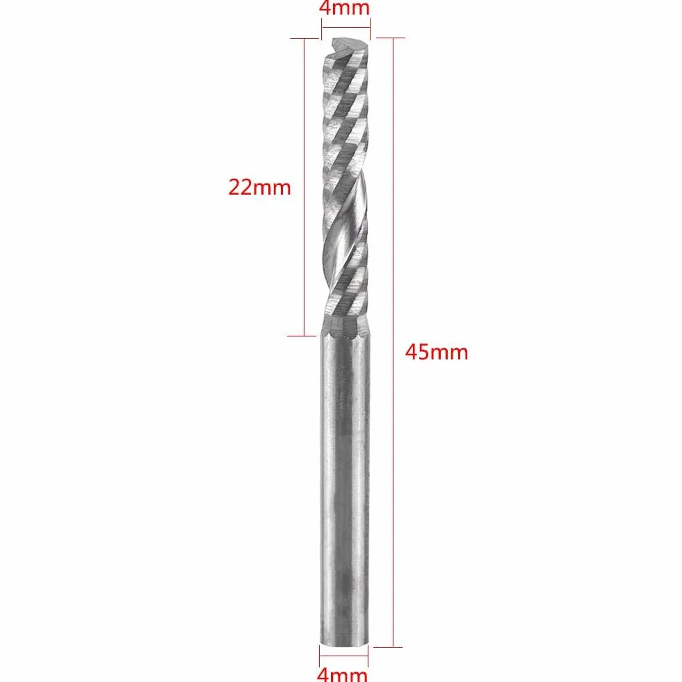 Akozon 10 sztuk frez z węglika wolframu spiralne frezy końcowe pojedynczy ostrze frez frez cnc bity 4mm trzpień