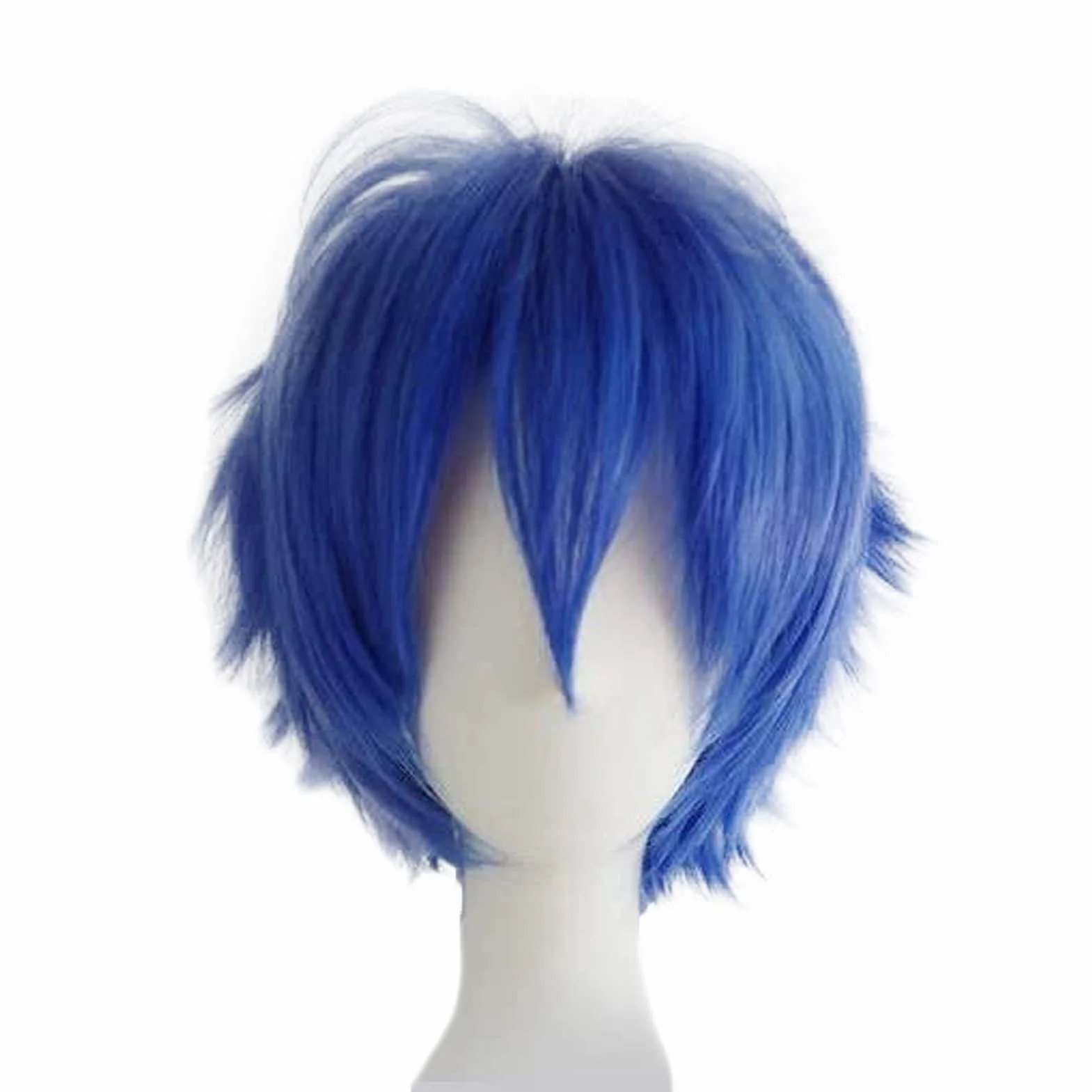 Krótka niebieska peruka, peruka cosplay, unisex, anime, cosplay, peruki dla kobiet/mężczyzn, prosta, puszysta, kostium, impreza tematyczna, fantazyjne przebranie, peruki, Halloween, peruka