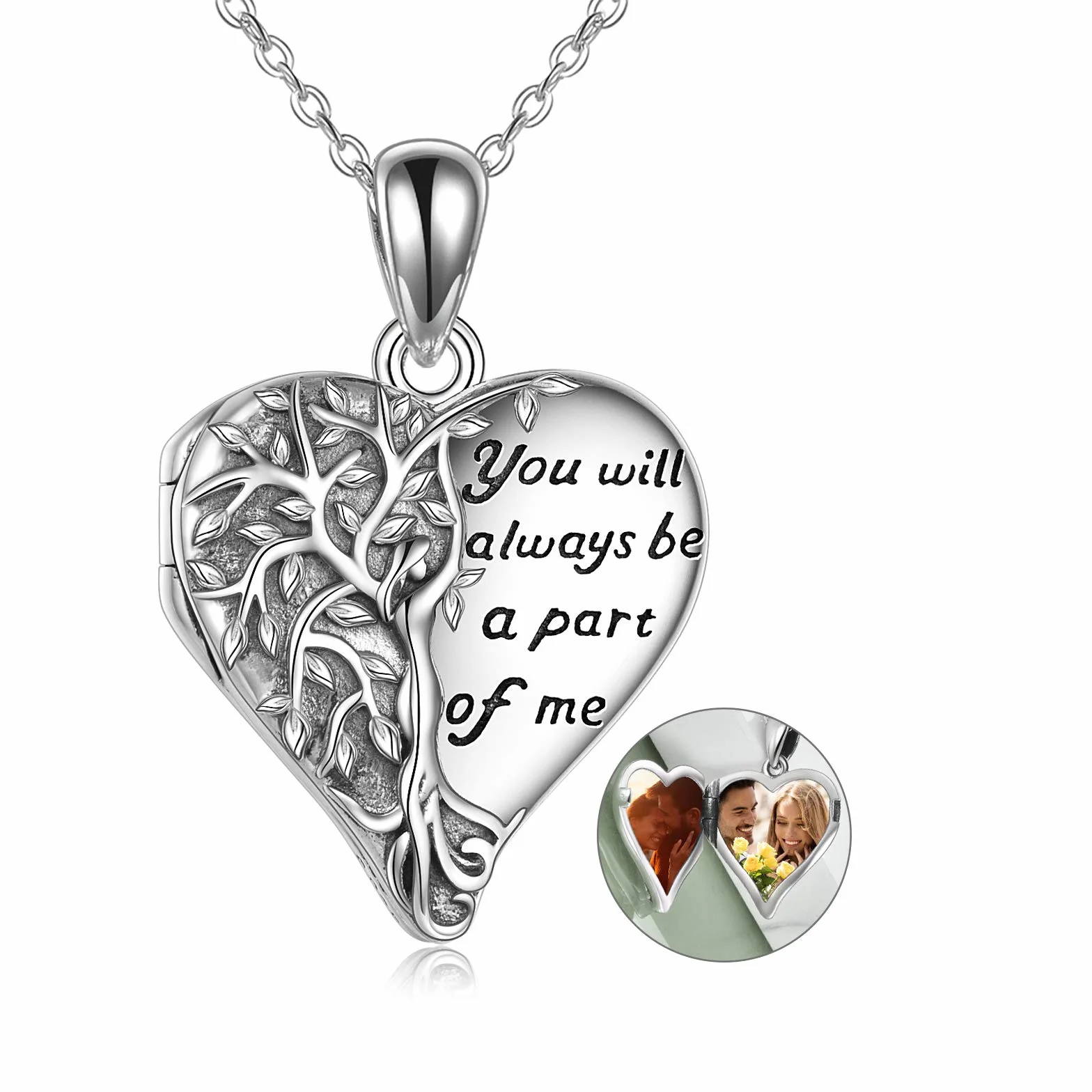 YAFEINI Naszyjnik z medalionem Drzewo Życia, srebro Sterling, 25,5 x 18 mm