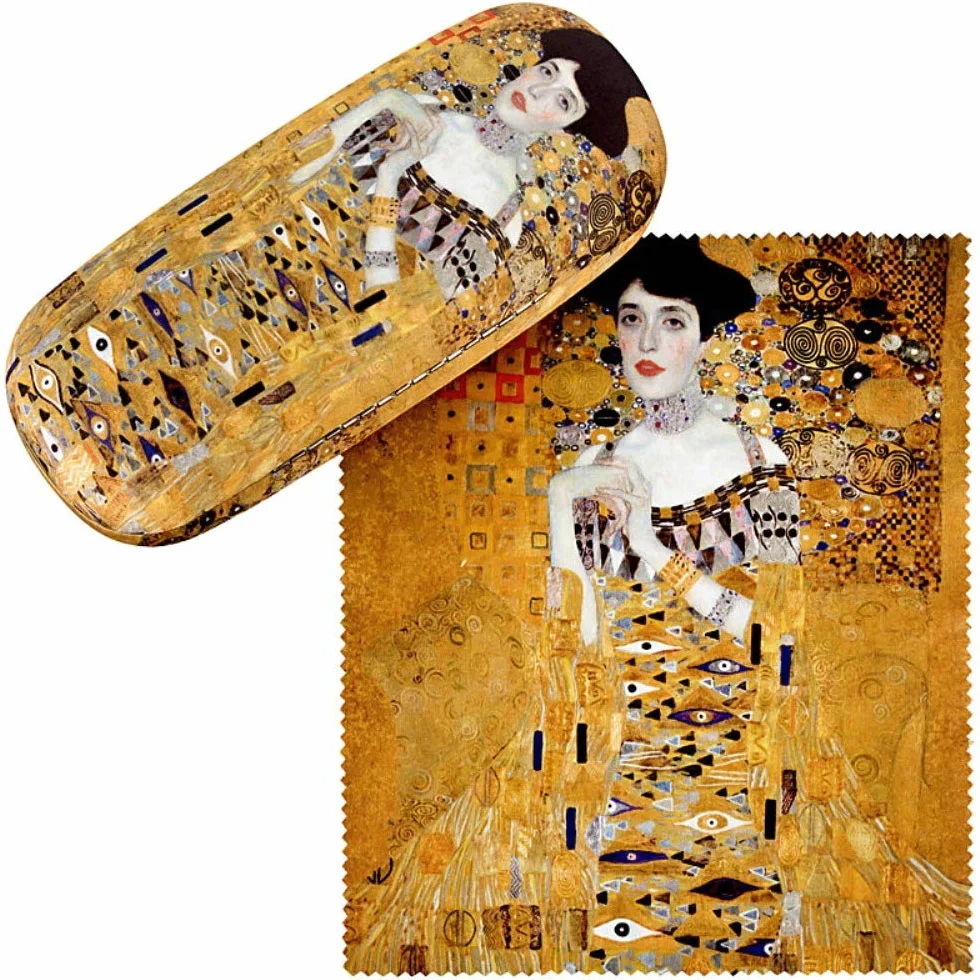 VON LILIENFELD futerał na okulary Gustav Klimt Adele okulary mikrofibra ściereczka do czyszczenia okularów pudełko na okulary solidny futerał pokryty tkaniną