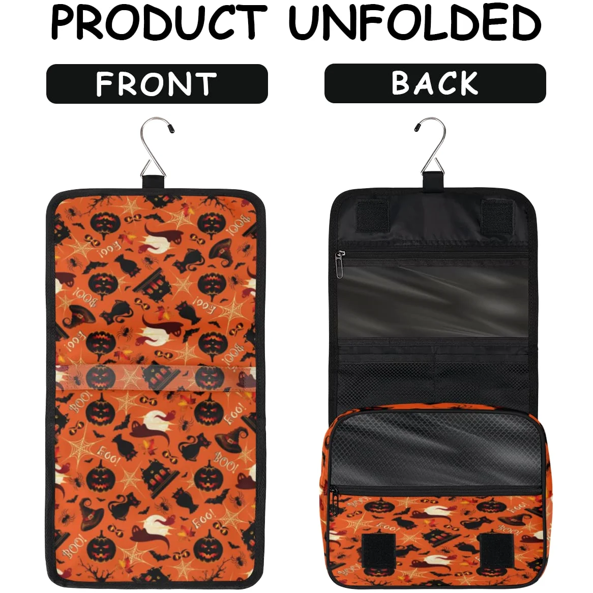 Halloween wzór podróżna kosmetyczka Halloween wzory torba na pranie torebka unisex wiszące przybory toaletowe kosmetyczka organizer do makijażu, wielobarwny, Jeden rozmiar