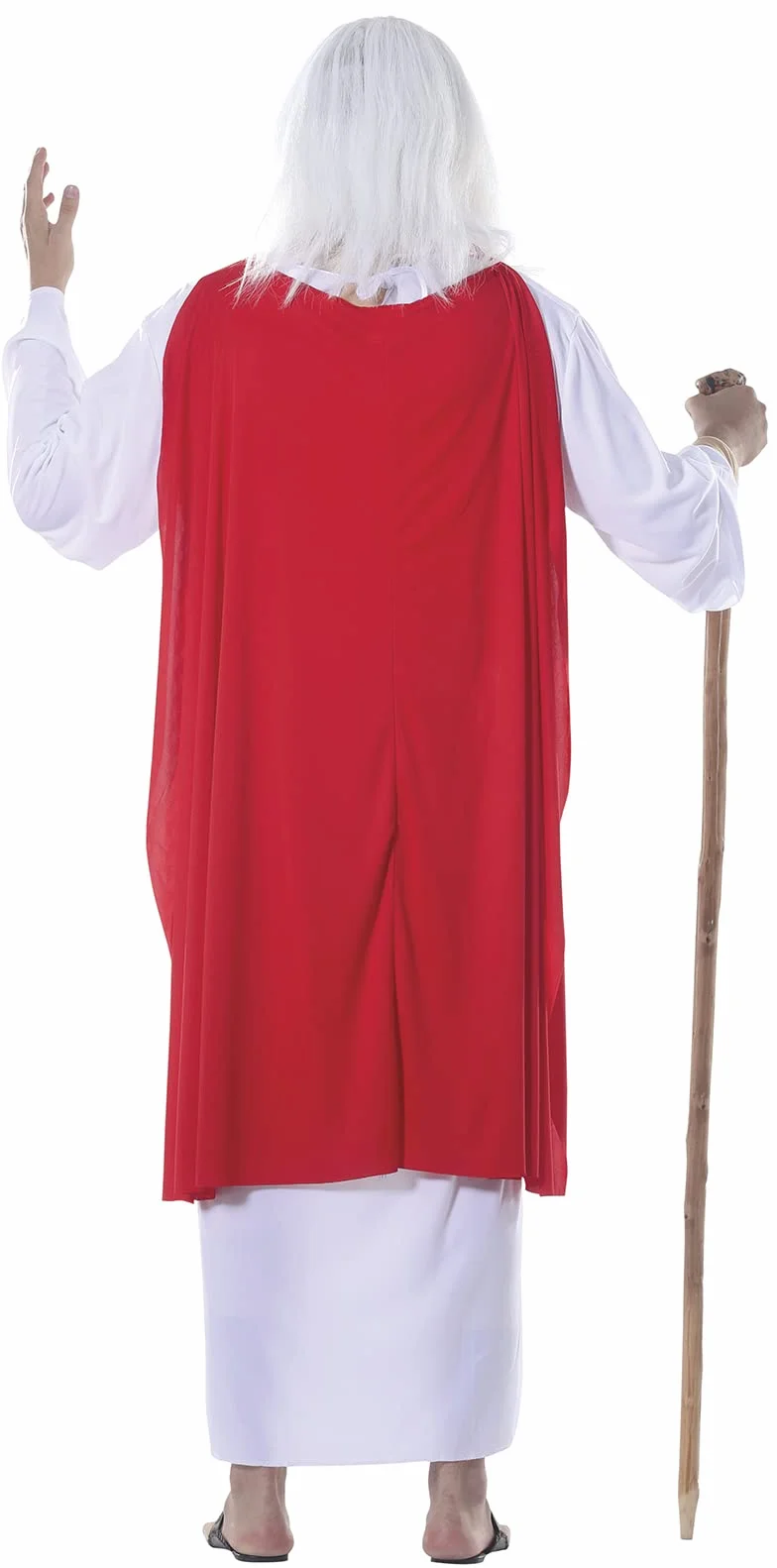 Kostium Druida dla dorosłych 52-54/L biały czerwony peleryna pasek tunika Halloween karnawał