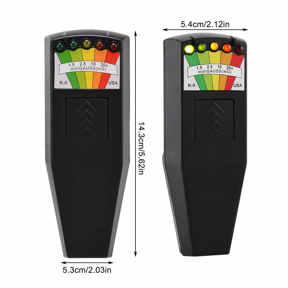 K2 przenośny detektor promieniowania elektromagnetycznego, 5 diod LED, miernik Ghost Hunting Equipment K2, do biura, domu, polowania na duchy, 50 Hz - 20 000 Hz, czarny