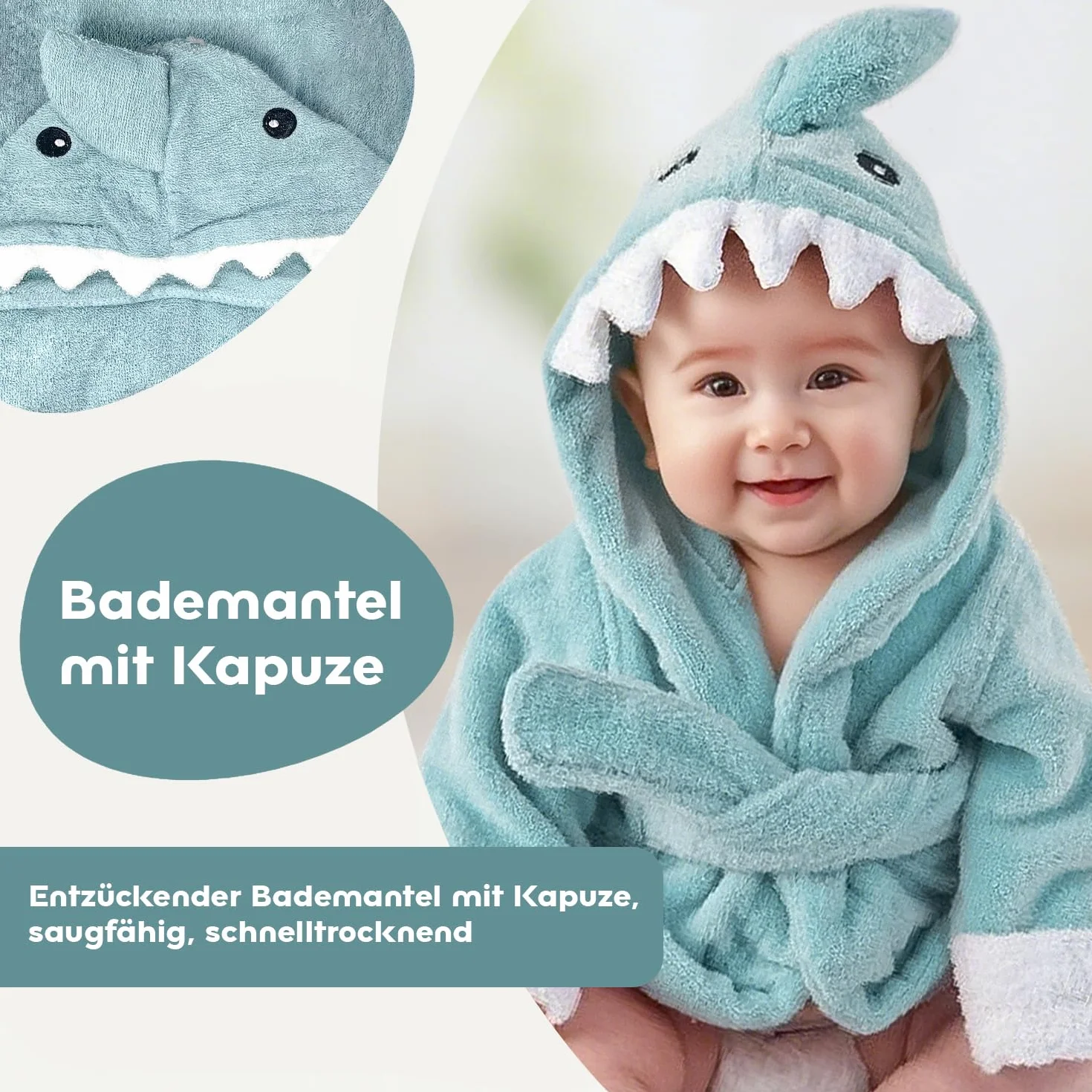 Ręcznik dziecięcy z kapturem: uroczy szlafrok frotte ponczo z kapturem