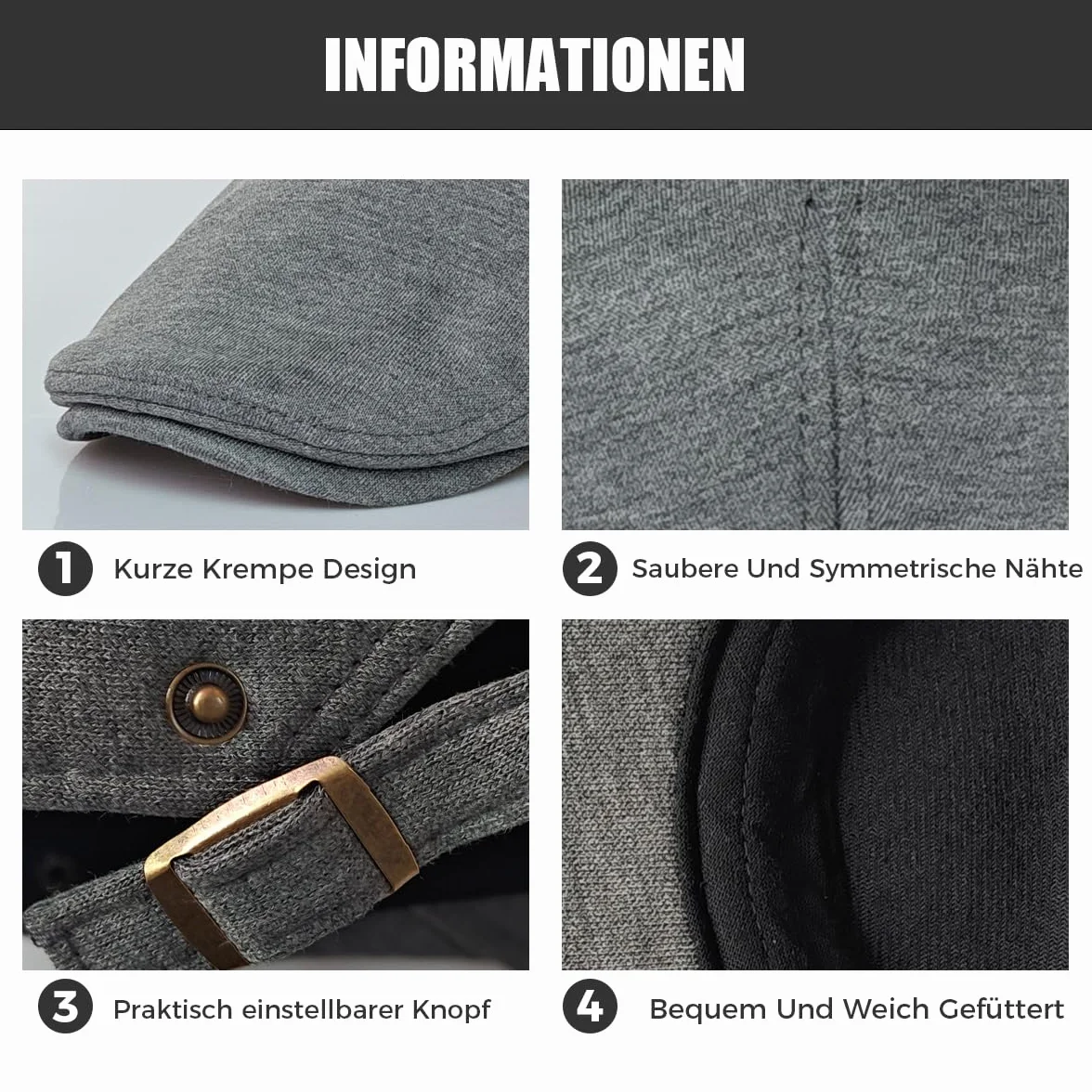 Regulowana czapka z daszkiem, męska, bawełniana czapka z daszkiem, beret Gatsby Newsboy Cap