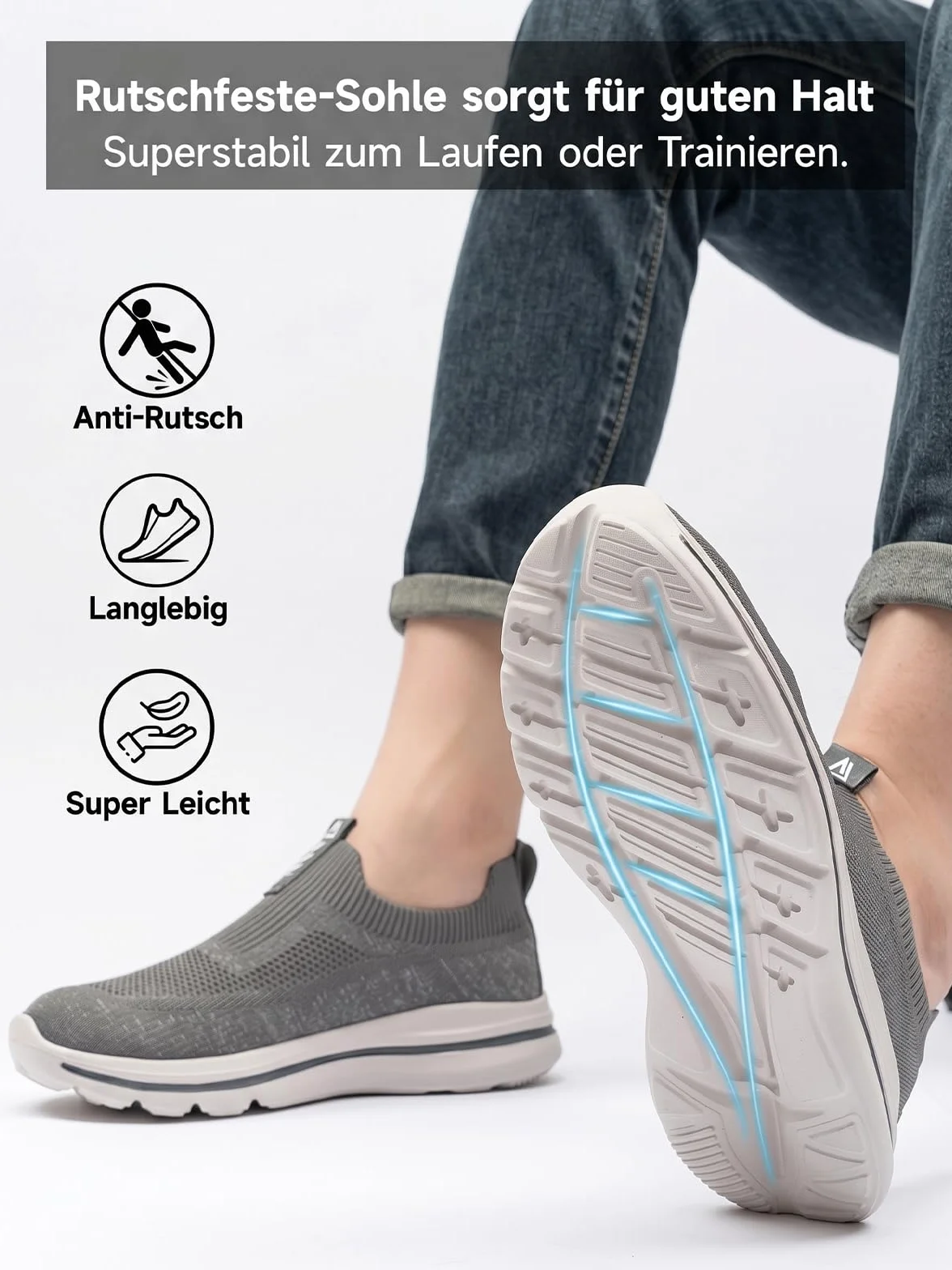 Męskie wsuwane trampki Mesh Oddychające buty do biegania Wygodne trampki Outdoor Fitness Buty sportowe
