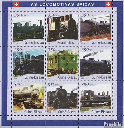 Gwinea-Bissau 1818-1826 Sheetlet 2001 Transport- i Transport (Znaczki dla kolekcjonerów) Pociagi/kolej/kolejka linowa