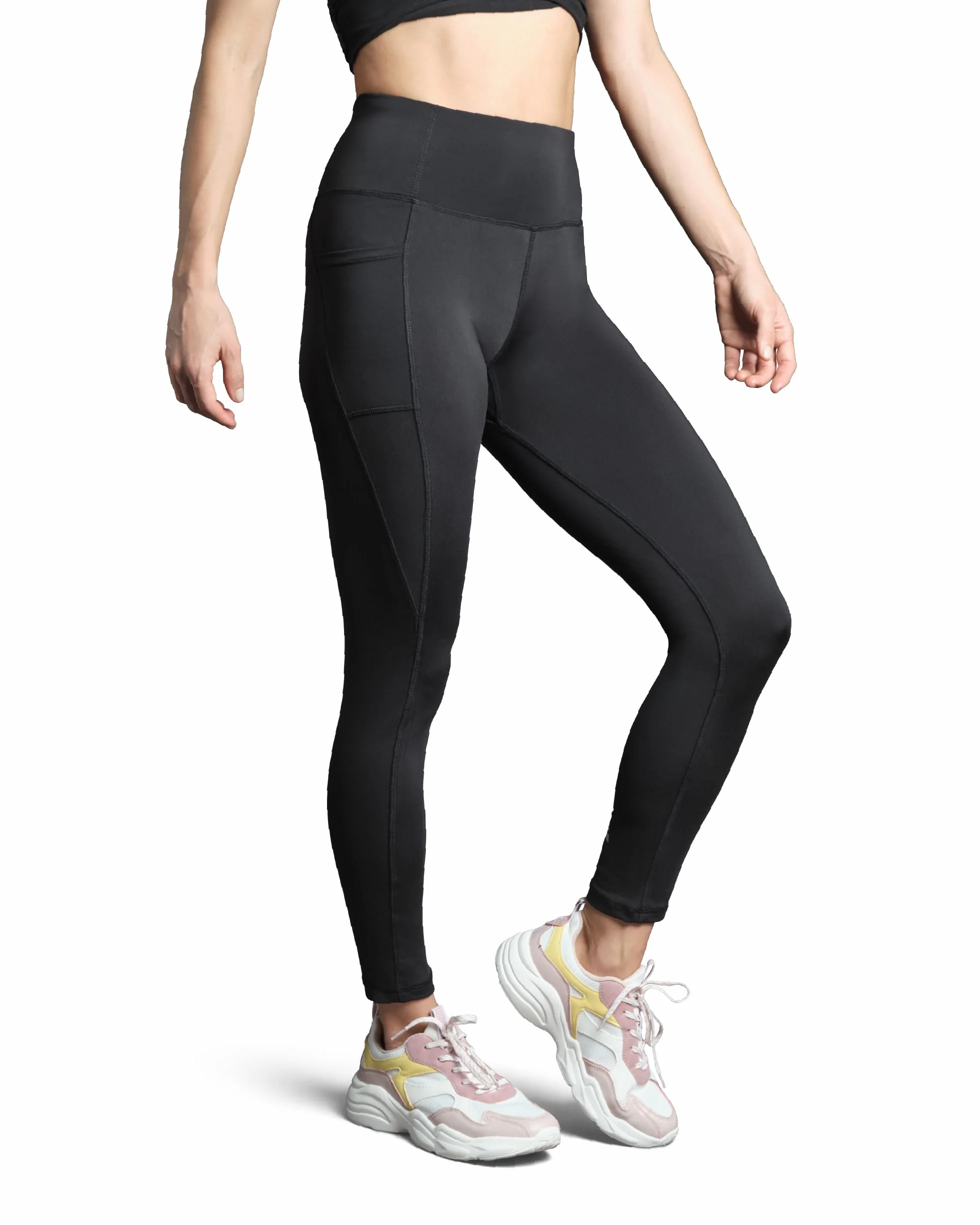 DANISH ENDURANCE Damskie Legginsy Treningowe z Kieszeniami, Getry na Siłownię z Wysokim Stanem