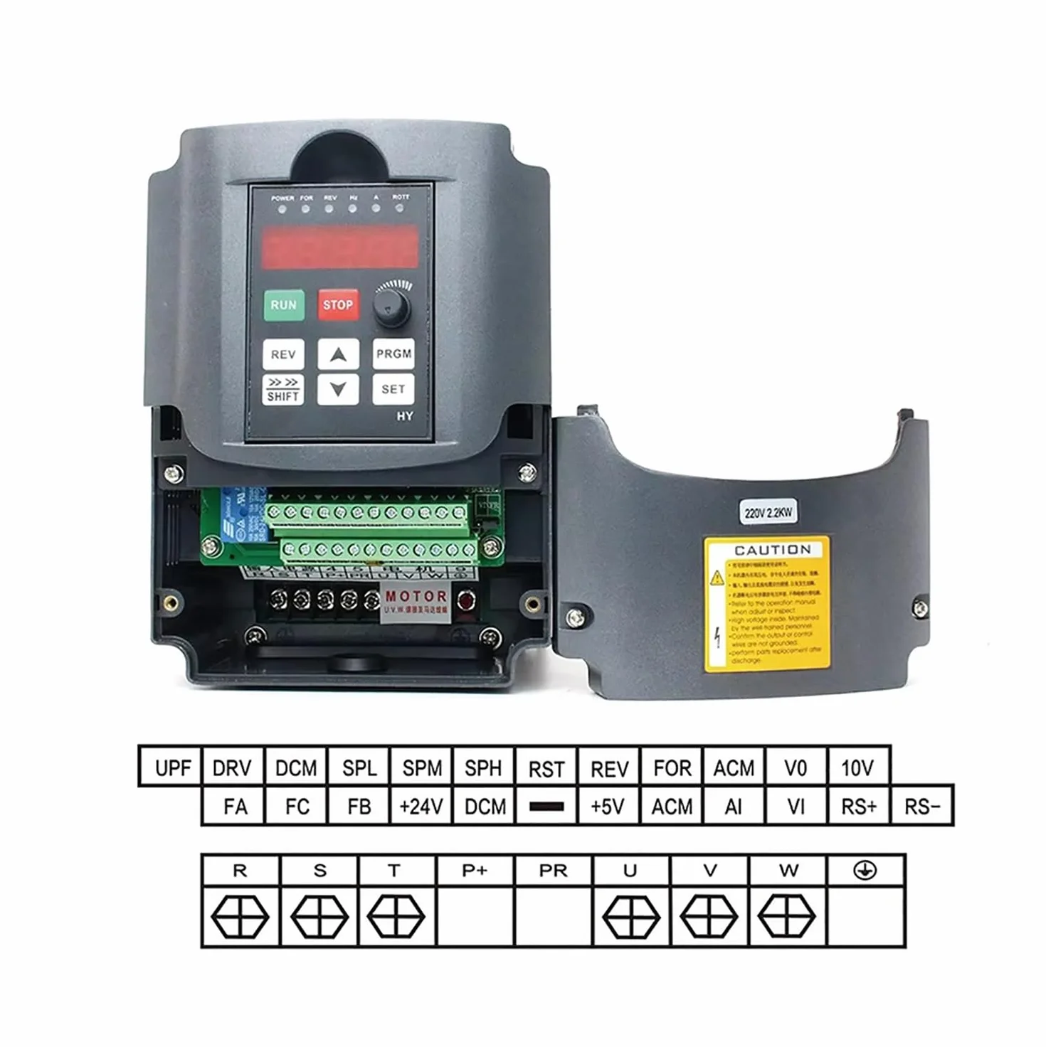 RATTMMOTOR 2,2 KW 220 V zmienny napęd częstotliwości VFD falownik 3-fazowy przetwornik częstotliwości 2200 W CNC z kablem przedłużającym 2 m regulowany do silnika wrzeciona kontrola prędkości