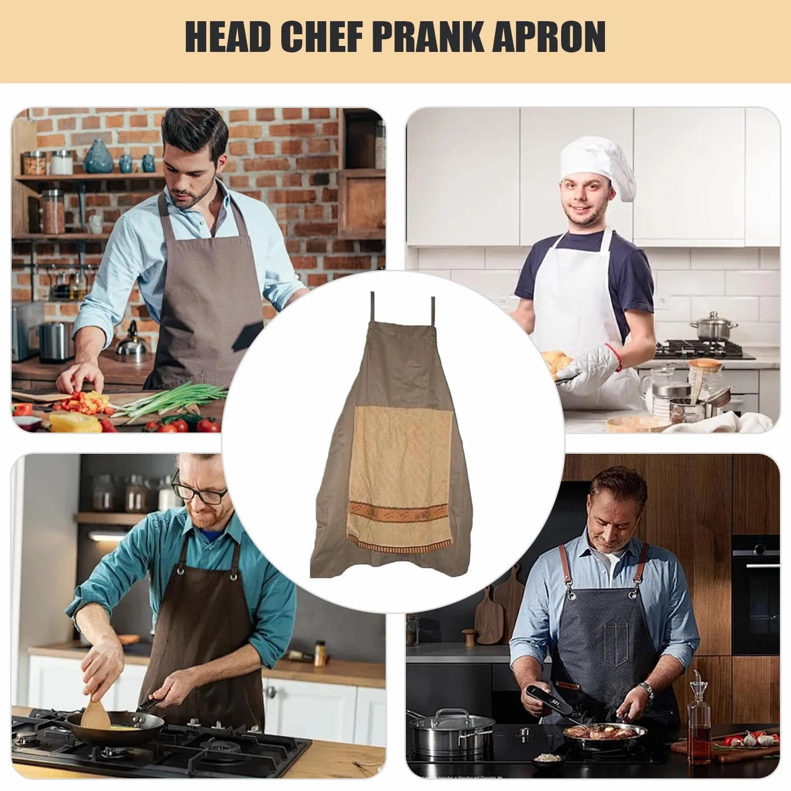 Prank Apron, zabawny kostium szefa kuchni z ręcznikiem do prania, nowość do prania, do grilla, pieczenia, warsztatu, ceramiki, studia artystycznego, cateringu, kuchni i upominków kuchennych