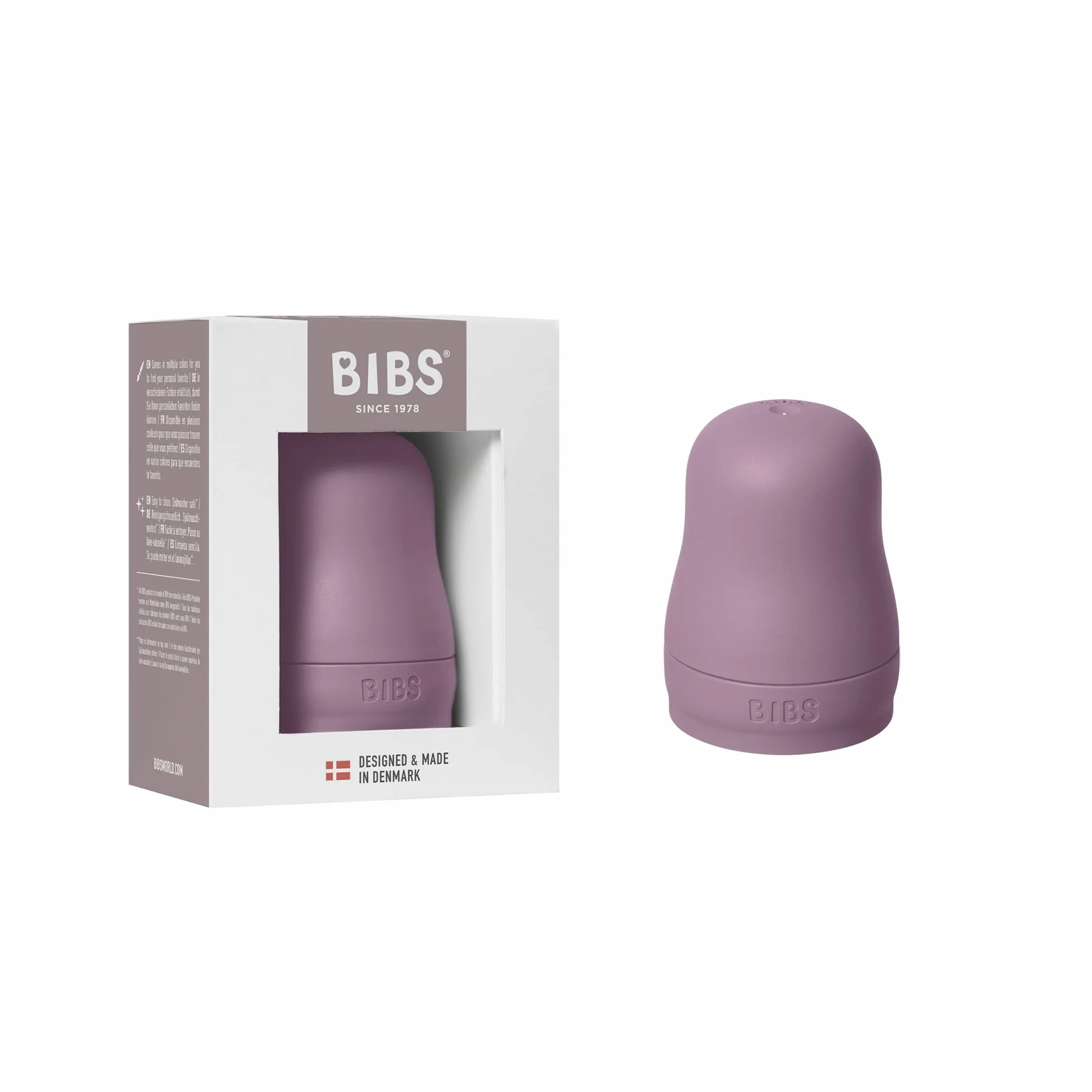 BIBS Zestaw pokrywek do butelek – nie zawiera BPA, nadaje się do mycia w zmywarce, w zestawie pokrywka. Zamknięcie na mleko i zakrętkę – kompatybilne z butelkami BIBS (sprzedawane oddzielnie) – Mauve