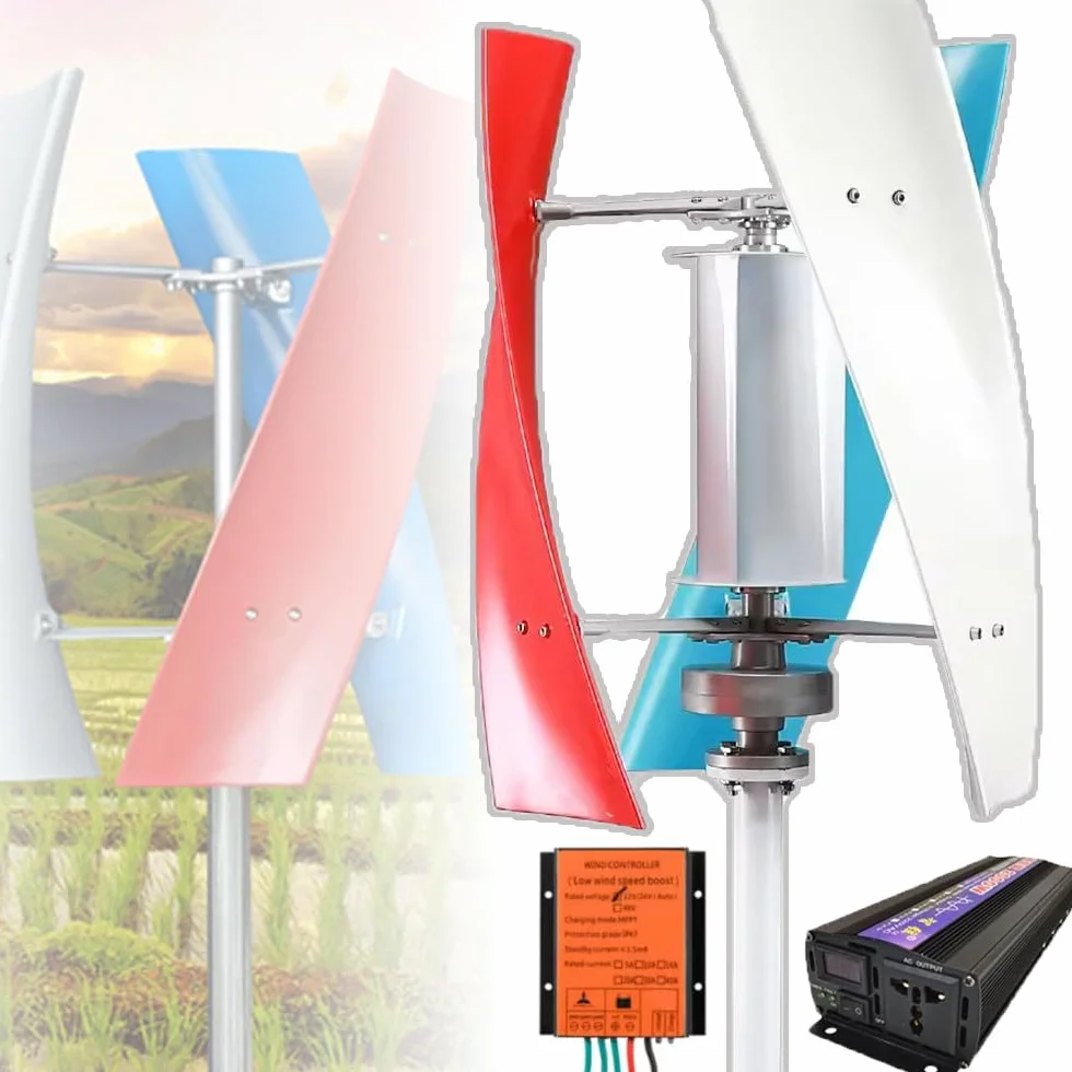 12V/24V/48V Turbina Wiatrowa Z Lewitacją Magnetyczną — Falownik, 3-Kolorowy Generator Turbiny Wiatrowej Z Osią Pionową, Kontroler Mppt, Dla Domu, Na Ulicę,48v-3KW