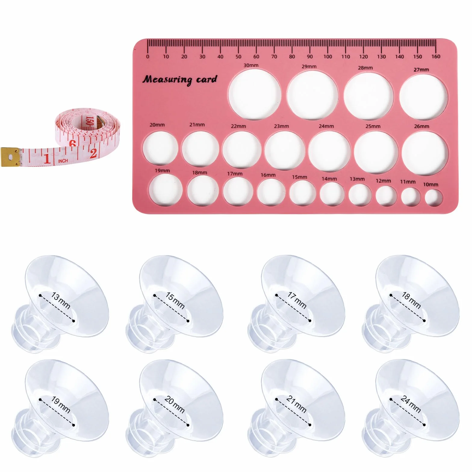 8szt Wkladki Kolnierzowe do Laktatora z Miekka Linijka i Linijka do Sutków do Kolnierzy, 8 Rozmiarów Akcesoria do Laktatora do Noszenia Kompatybilne z Laktatorami 24mm Wiekszosci Marek