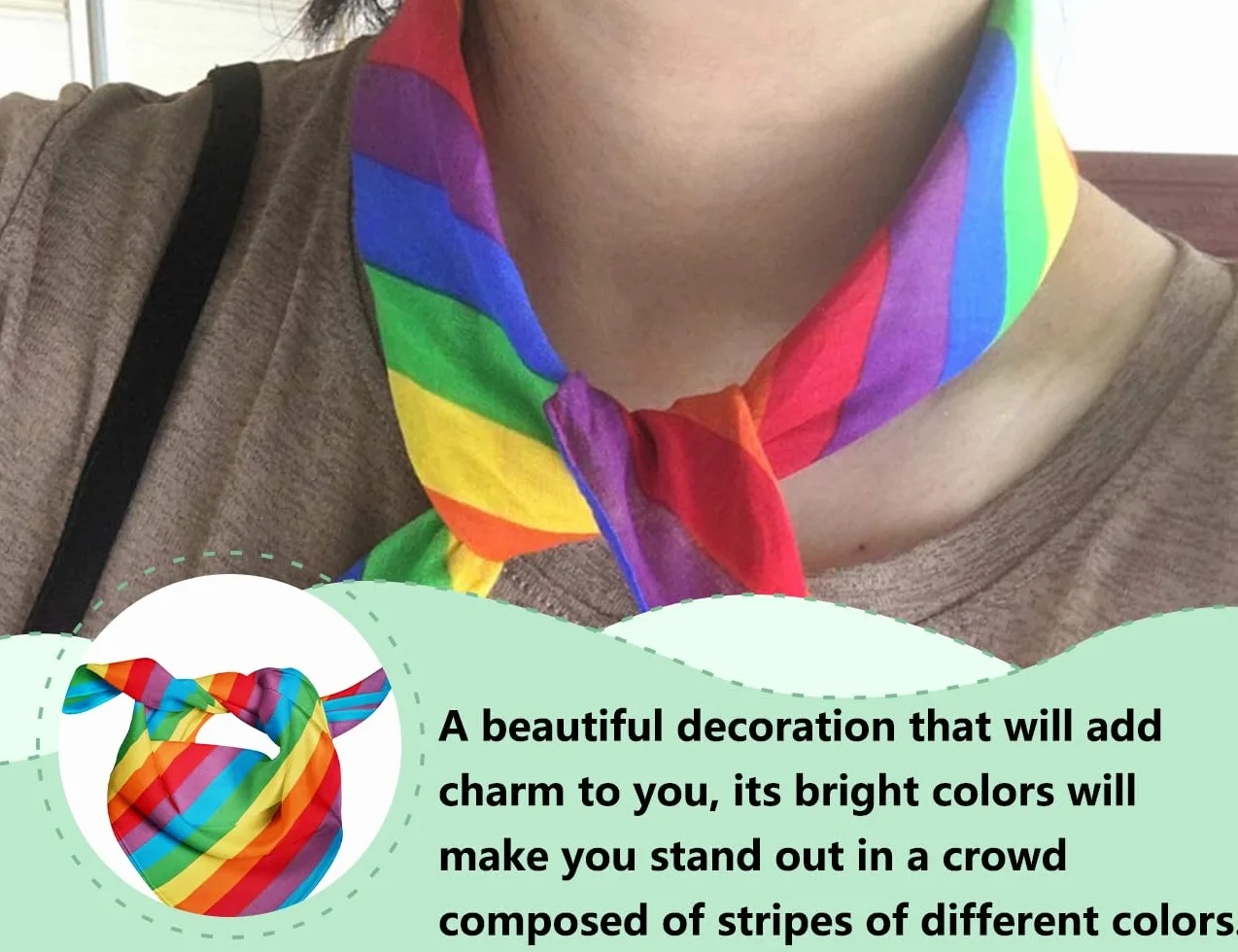 2 szt. tęczowe bandany, szalik dumy LGBT, tęczowe akcesoria do włosów w paski, opaski na głowę, dla mężczyzn, kobiet, odzież do tańca gejowskiego, akcesoria kostiumowe (kwadrat), Kolor: