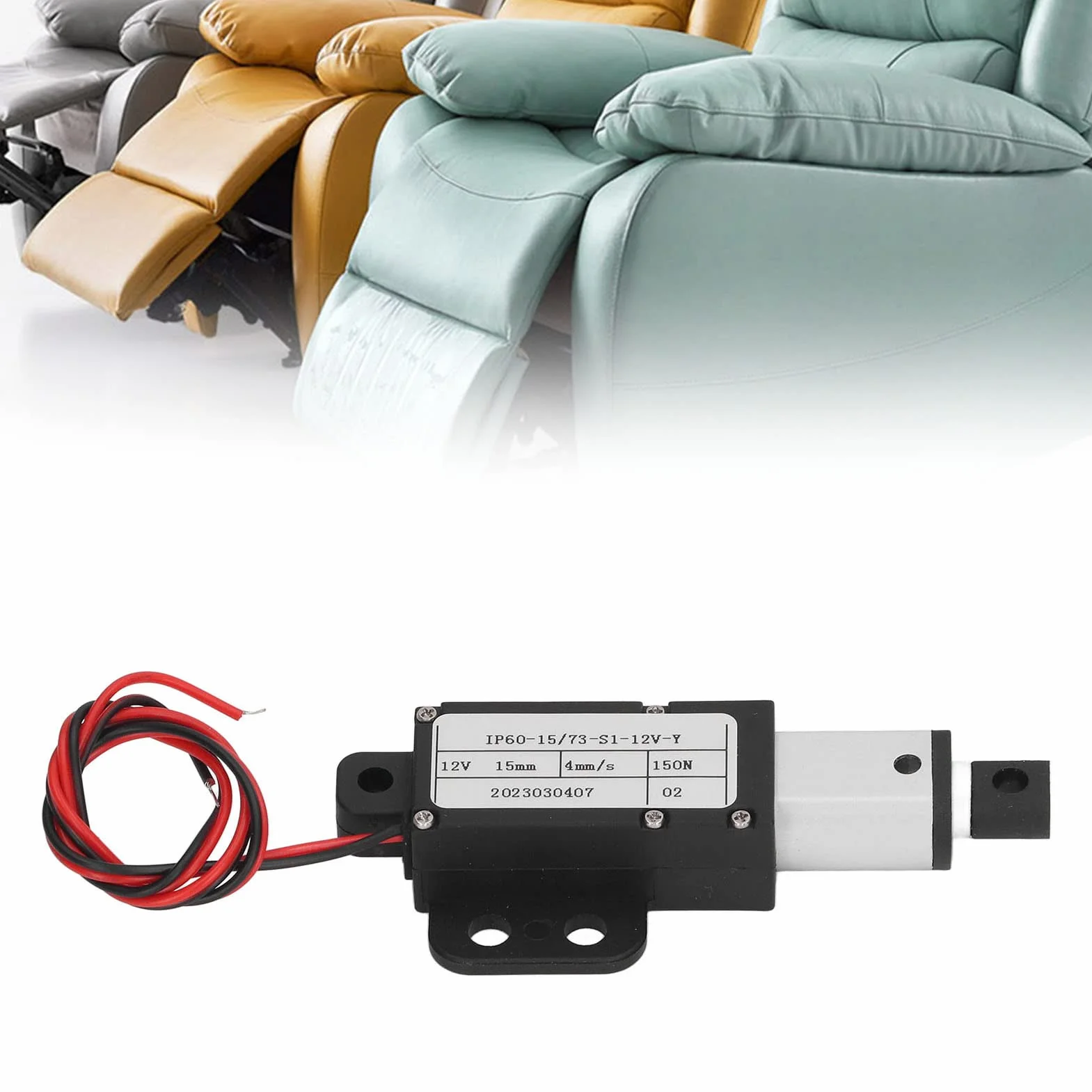 Elektryczny Mikro Siłownik Liniowy, Skok 0,59, 150 N / 33,7 Funta, prędkość 0,15 / sek.Mini metalowy aktuator ruchu Mały 12v Dc Serwomotor z uchwytem montażowym do masażu Sofa (Z Wspornikiem)