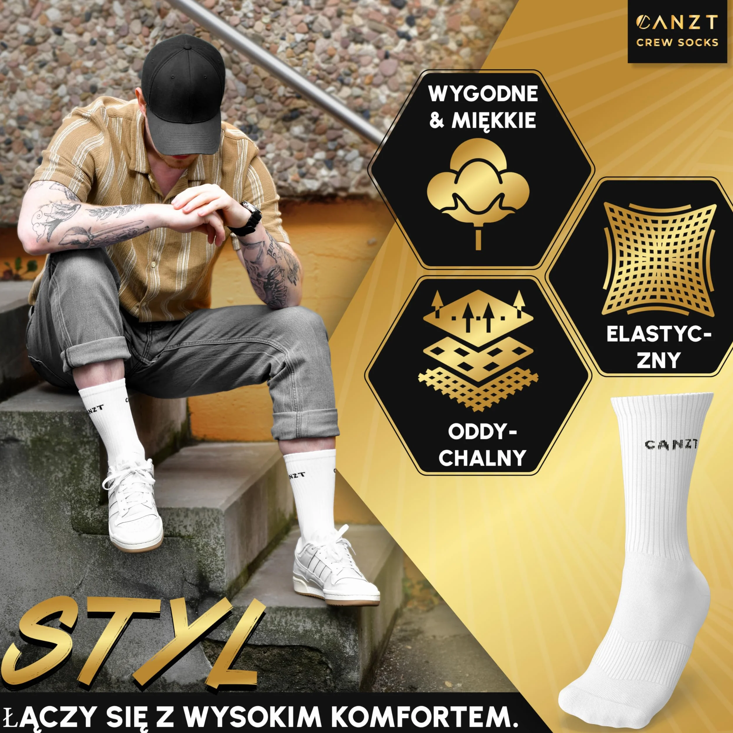 Skarpety Tenisowe Sportowe Białe Męskie i Damskie Zestaw 6 43-46 Bawełna