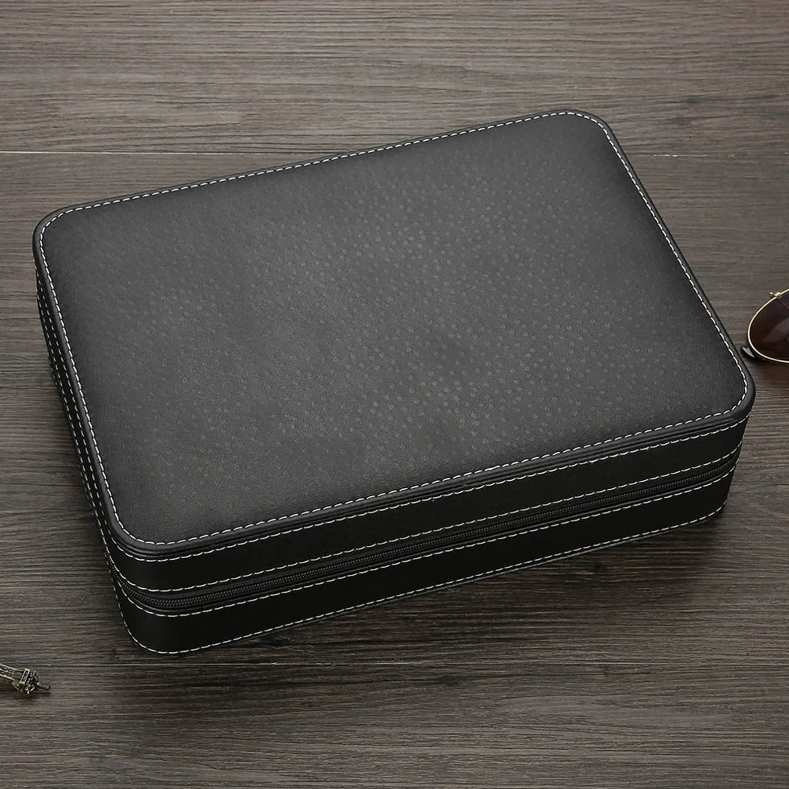 Pudełko na Zegarek z 10 Miejscami, Etui na Zegarek Podróżny 10 Siatek Pudełko na Zegarek, Pudełko na Wyświetlacz Zegarka Zamek Podróżny Pojemnik Kolekcjonerski Organizer