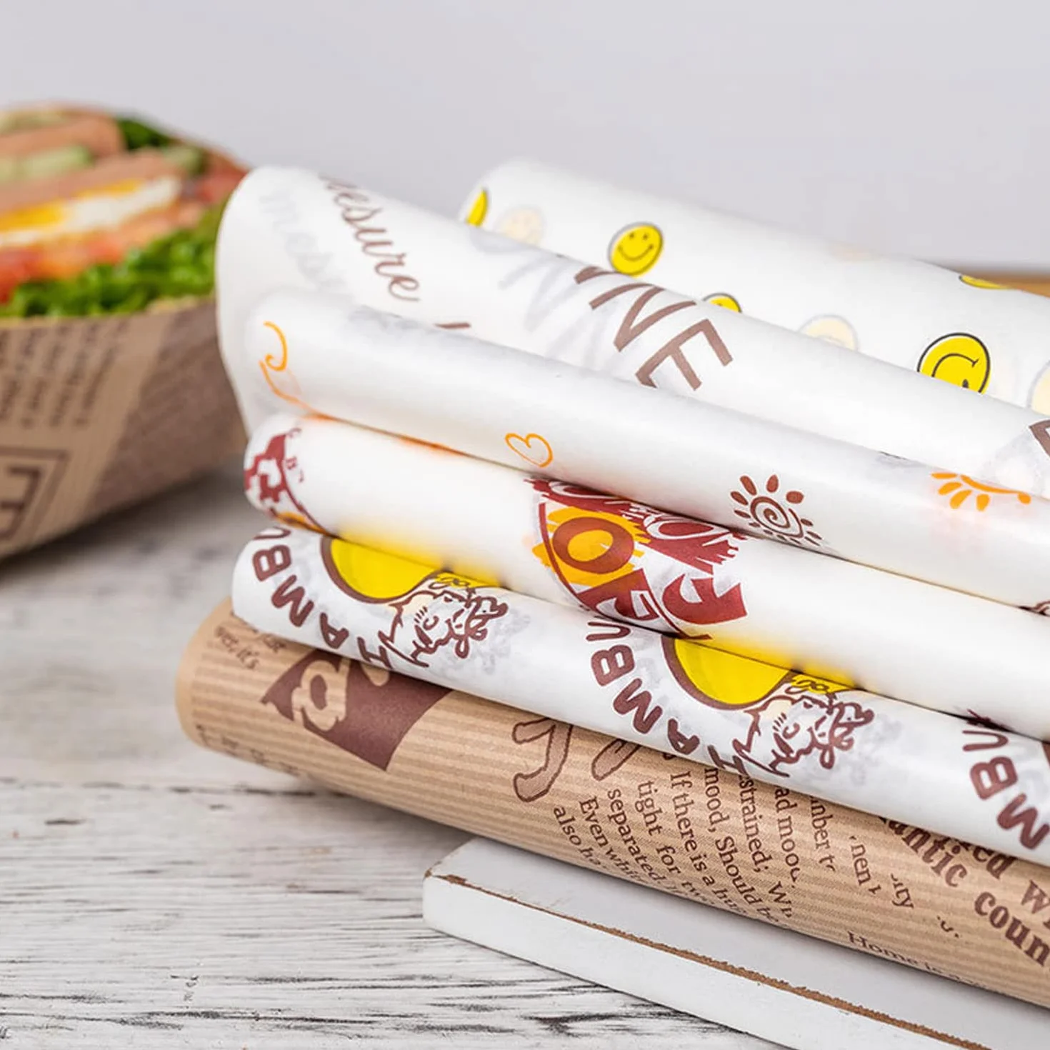 100 Arkuszy Papier do Pakowania Sera, Papier do Pakowania żywności, Wodoodporny i Olejoodporny, na Kanapki/Chleb/Ciasto/Burgery