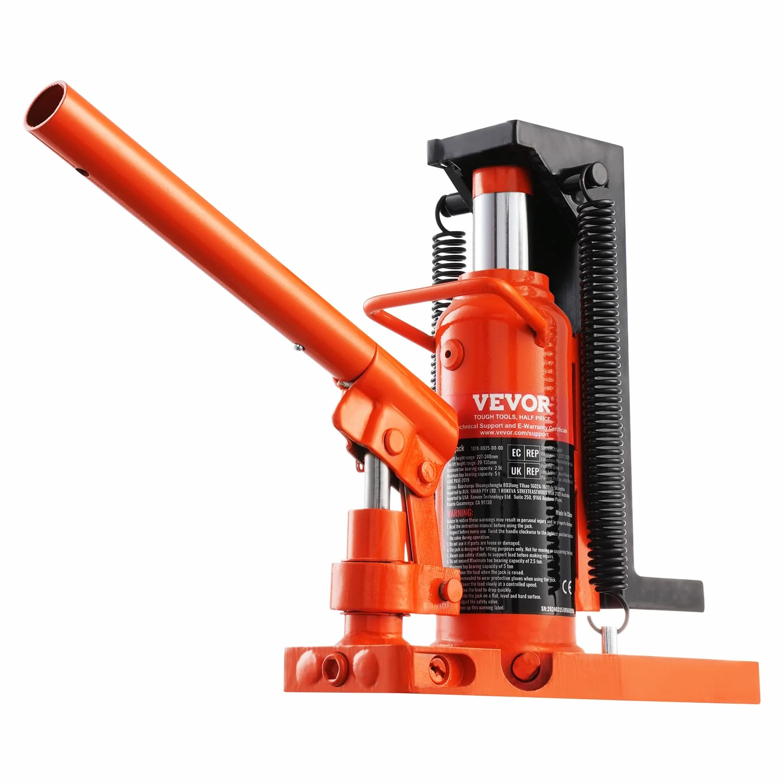 VEVOR Hydrauliczny Podnośnik Palcowy, 2,5 Tony, Udźwig 5 Ton, Wysokość 2-13,5 cm, Górna 22,6-34 cm, Do Maszyn