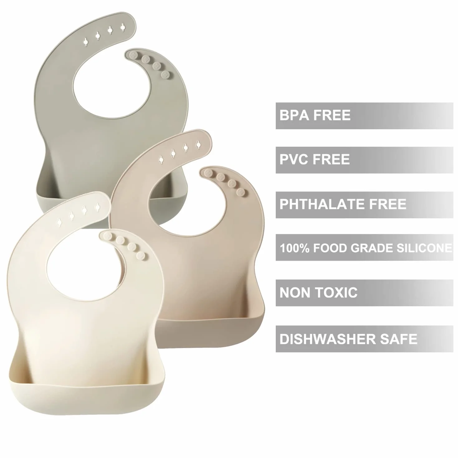 PandaEar Silicone Baby Bib for Girls Boys| Adjustable Waterproof Silicone Bibs for Babies & Toddlers with Large Pocket Food Catcher, BPA Free Soft Durable