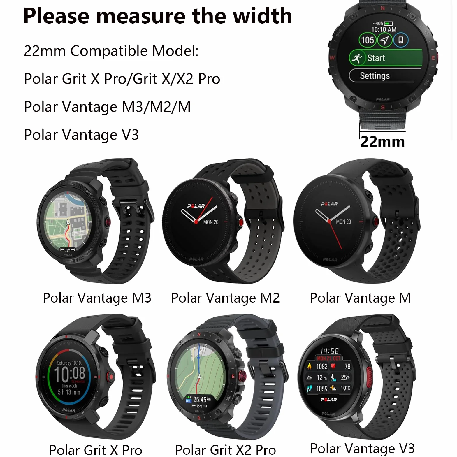 Polar Grit X Pro pasek do zegarka 22 mm nylonowy elastyczny sportowy