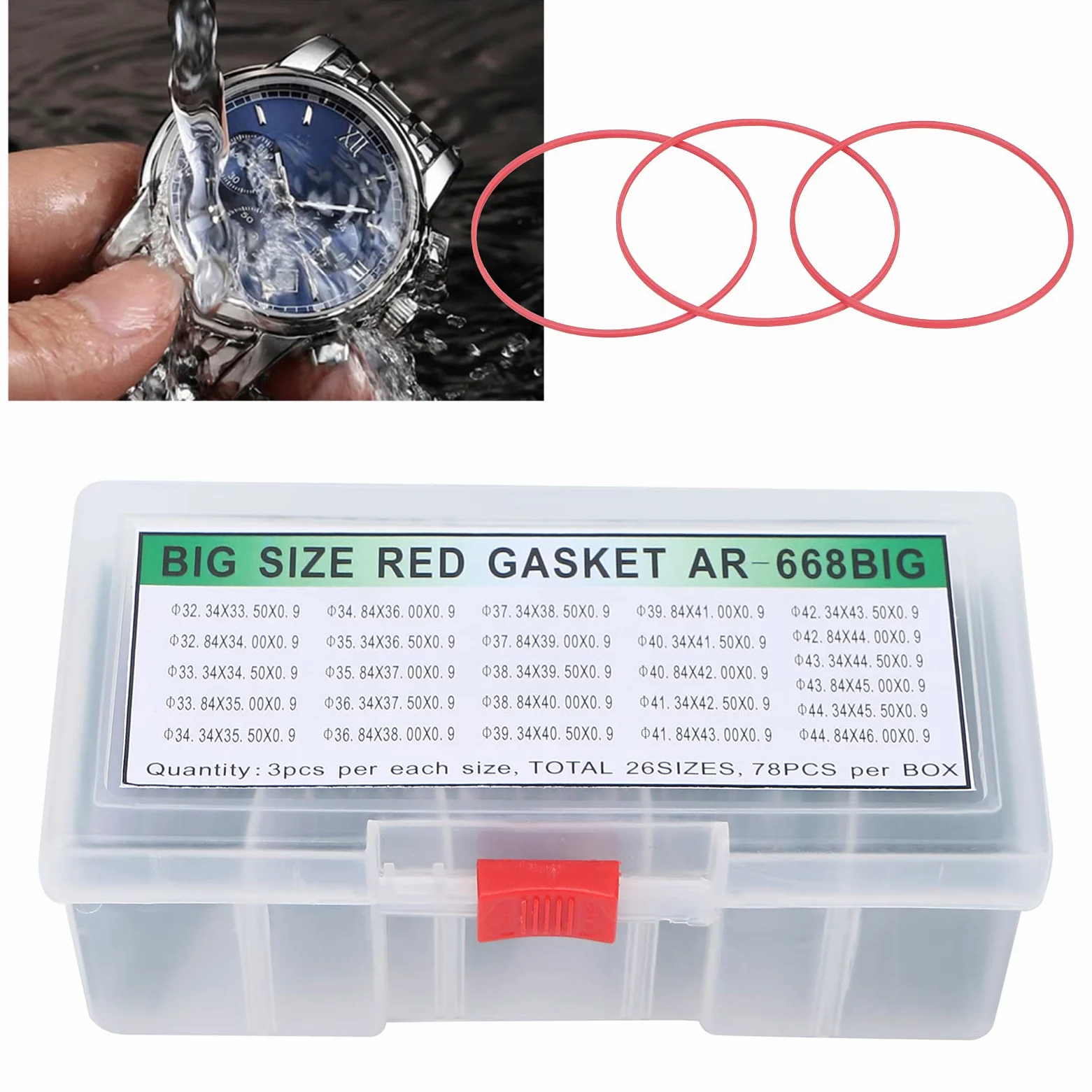 O-ring Watch Back Cover Uszczelki uszczelniające, łatwa do przenoszenia Watch Back uszczelka do zegarków dobrana dla zegarmistrzów dla mechaników zegarów dla domowych narzędzi do