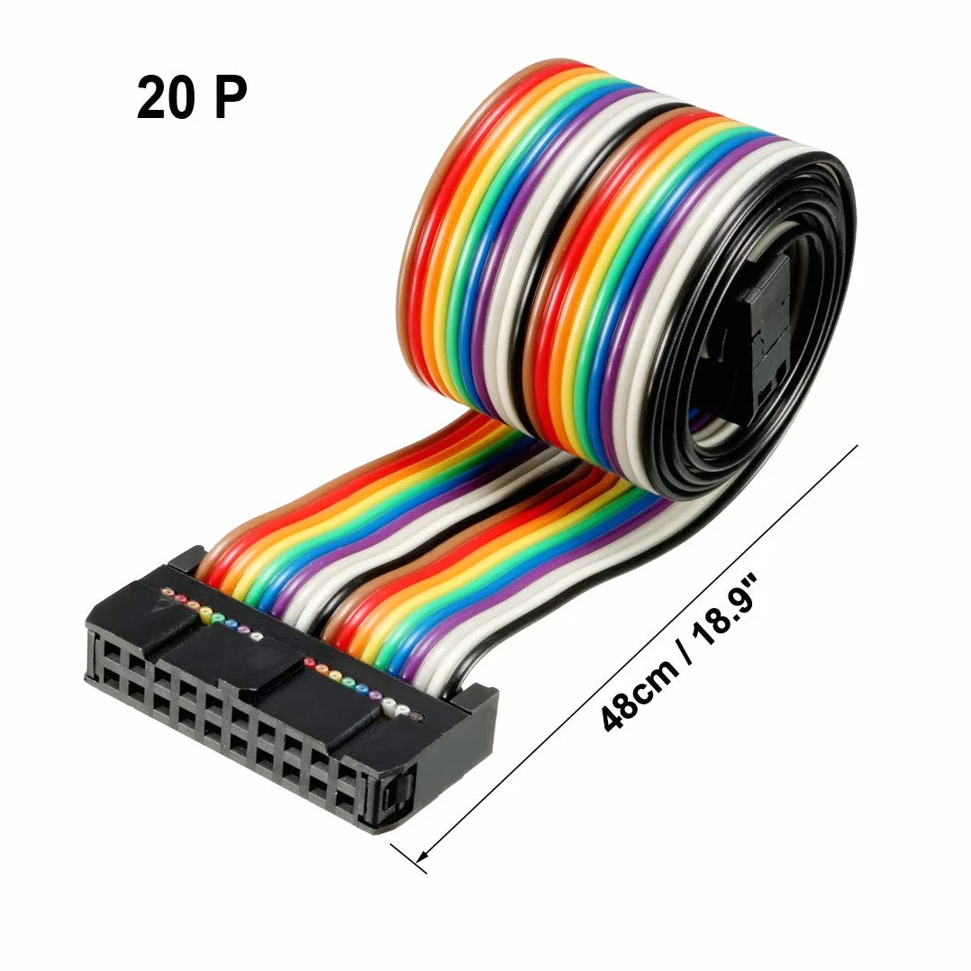 sourcing map 3 sztuki IDC 20 pin kabel płaski kolorowy tęczowy 48 cm 2,54 mm Pitch de