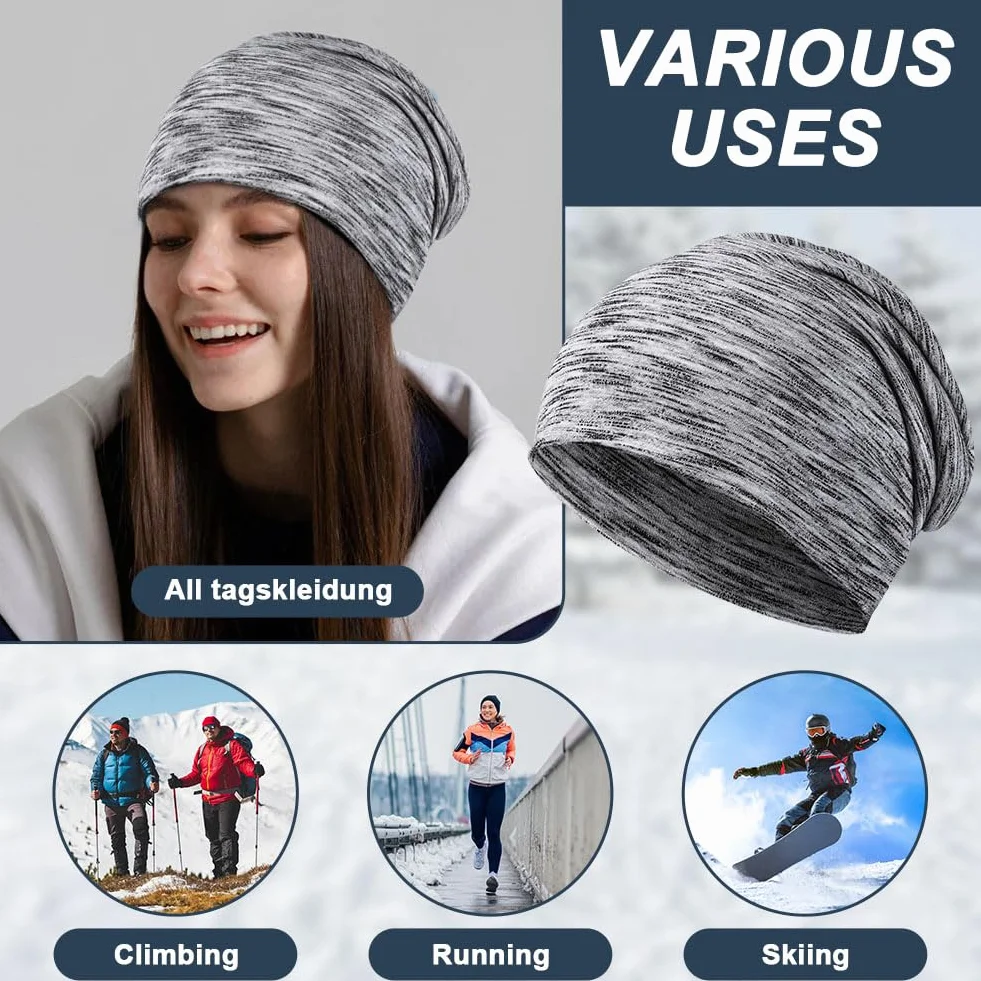 flintronic 2-pak czapka beanie, czapka z czaszką dla mężczyzn i kobiet, paski luźne czapki do domu, szkoły i biura oraz aktywności na świeżym powietrzu