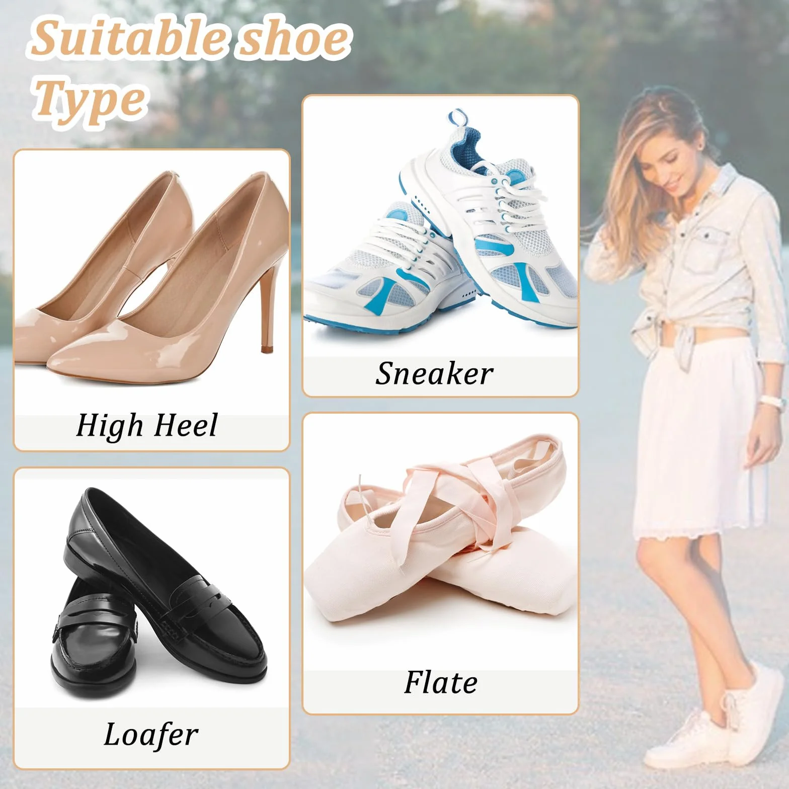 Yuanchu 6 par damskich stopek, niewidoczne, 35-40, antypoślizgowe, oddychające, antypoślizgowe, silikonowe, na lato, skarpety do sneakersów, bez pokazu