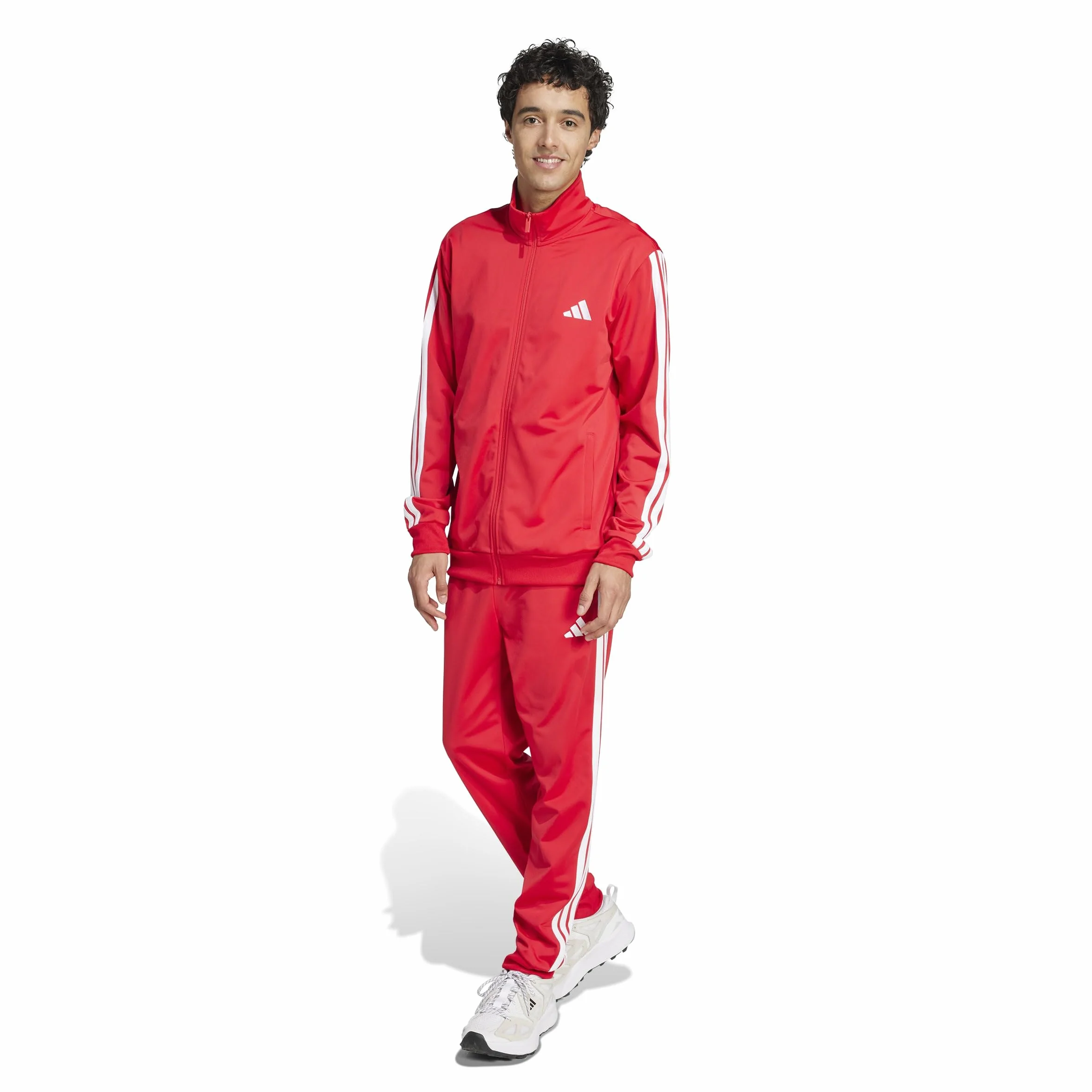 Adidas Sportswear Basic 3 Stripes Tricot Tracksuit Pure Ruby White L