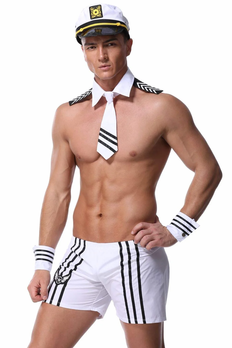 VENI MASEE Męski kostium marynarza marynarza na imprezę, cosplay, do odgrywania ról, bielizna (1 zestaw)