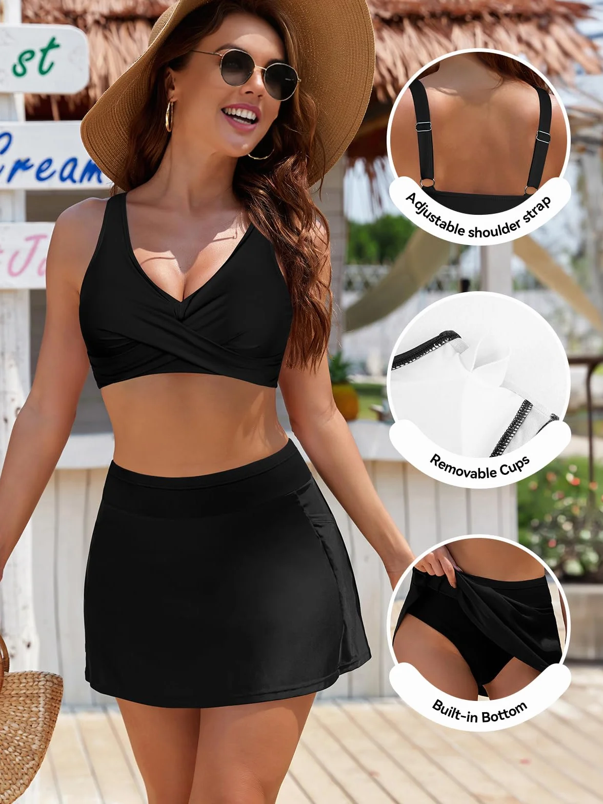 SHEKINI Damski strój kąpielowy bikini dwuczęściowy wyszczuplający