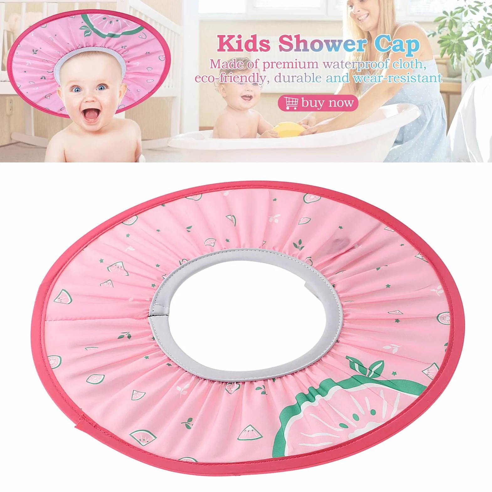 Czapka z Daszkiem dla Niemowląt, Czepek do Kąpieli z Daszkiem do Prania (PINK)
